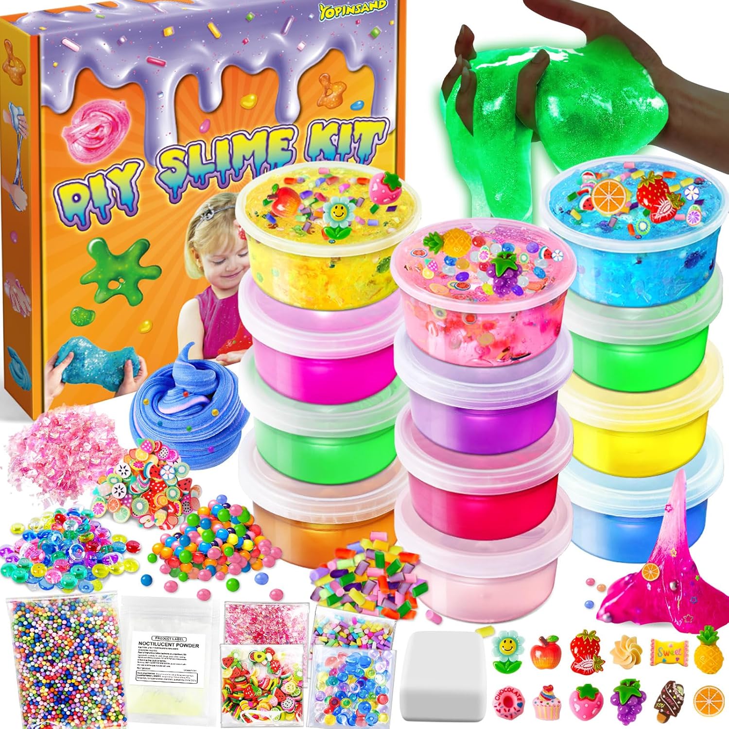 YOPINSAND 12 Cups DIY Slime Kit for Kids