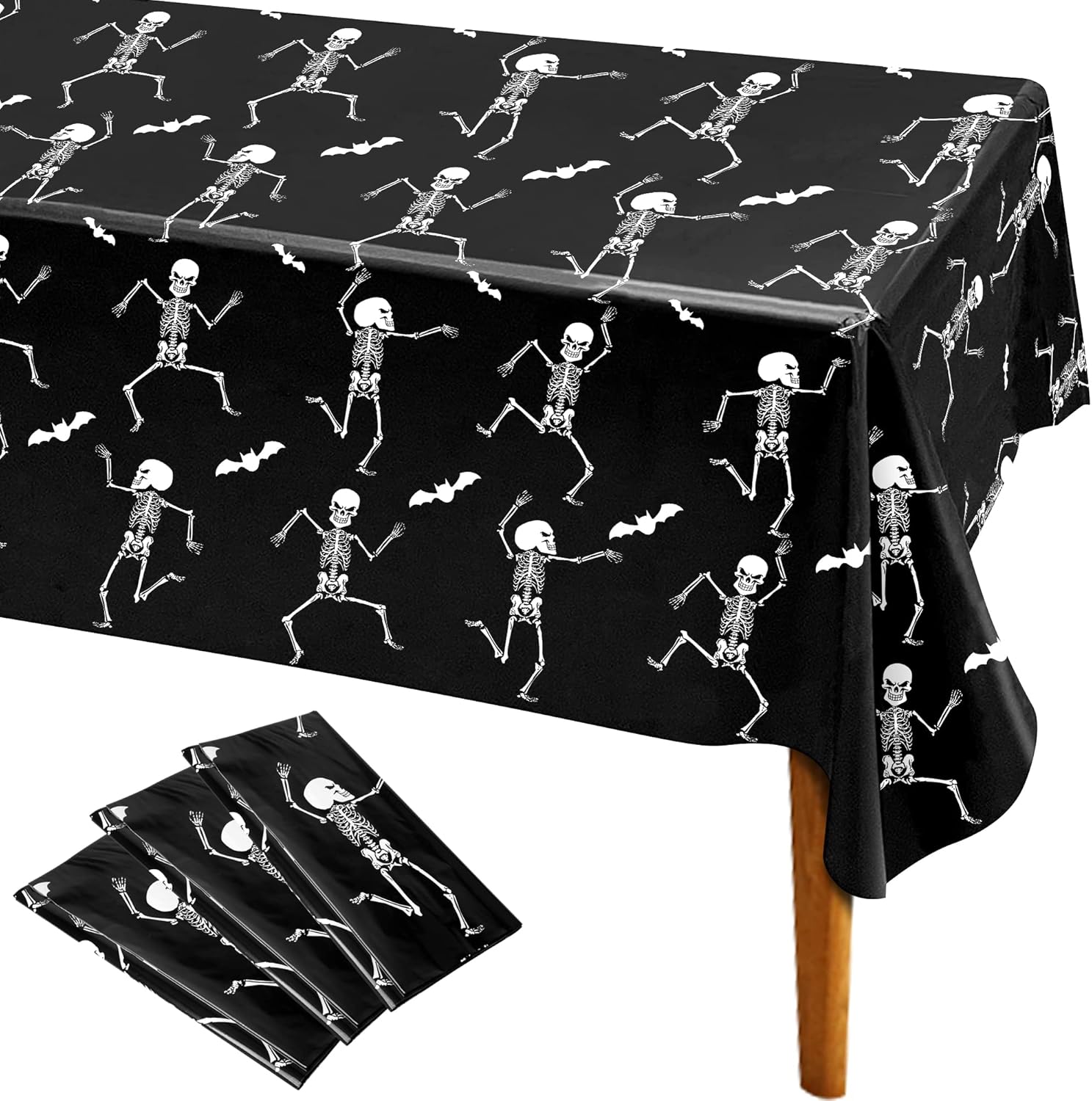Iceyyyy 3-Pack Skeleton Tablecloth - 54 x 108 Halloween Decor