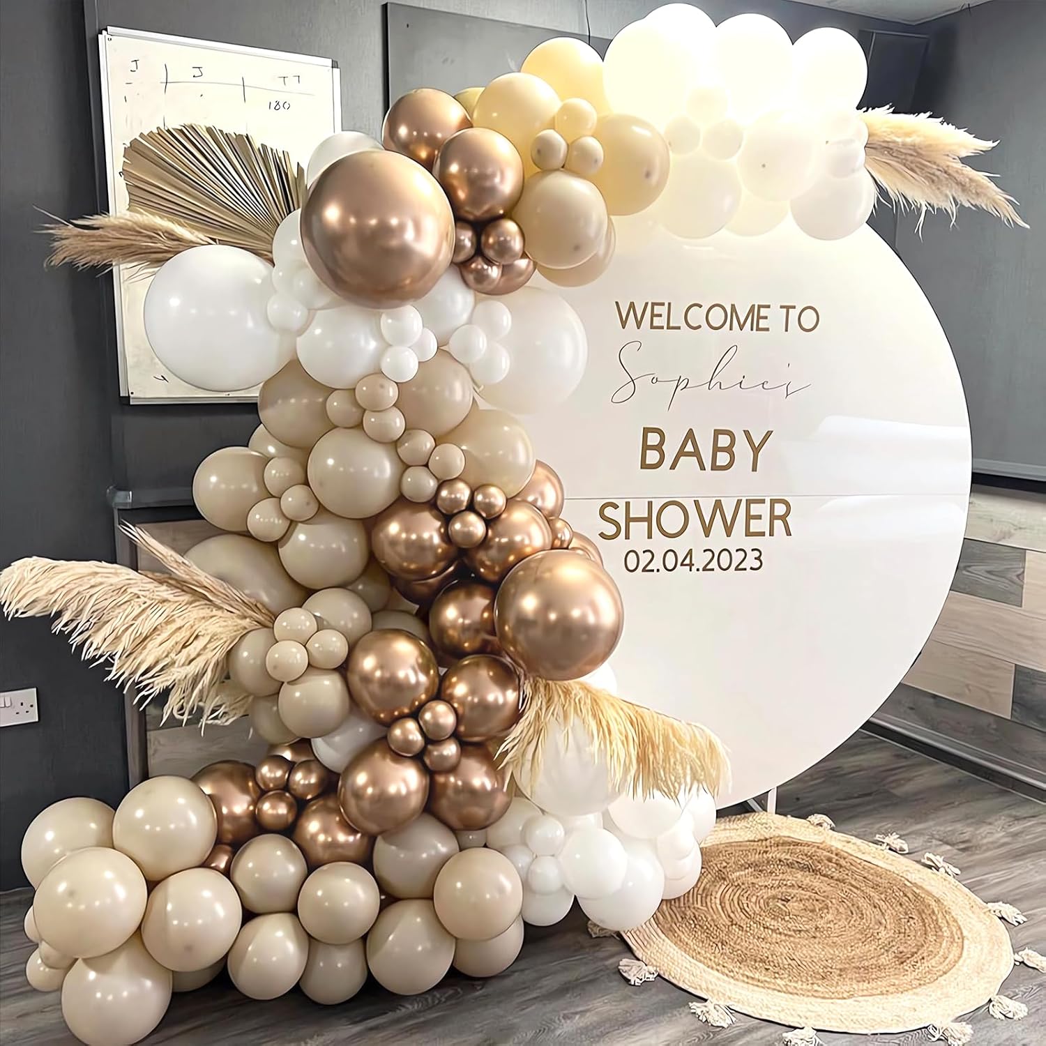 White Sand Metallic Champagne Gold Balloons Garland Arch Kit 152PCS