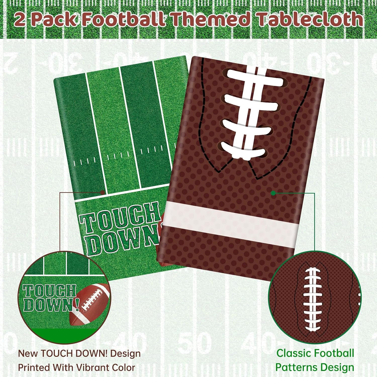 Football Party Decorations 2 Pack Tablecloth