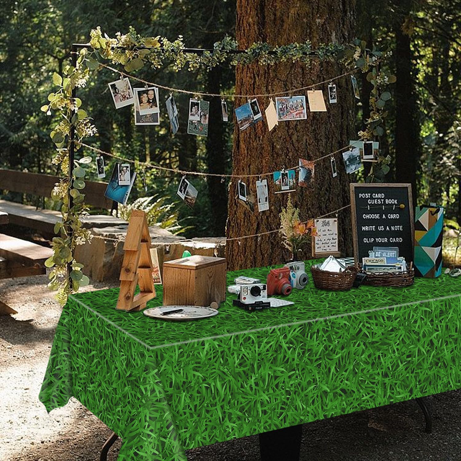 4 Pcs Green Grass Tablecloths for Golf Party Decorations