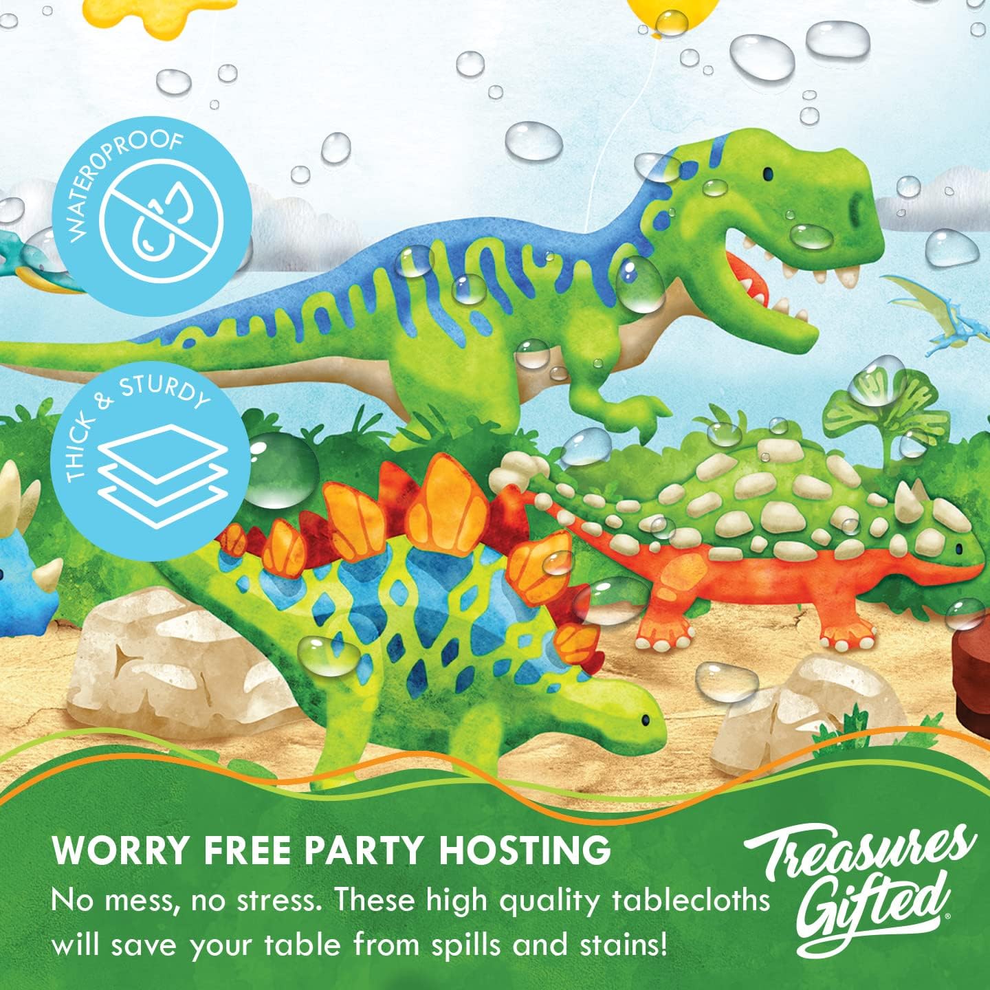 Treasures Gifted Dinosaur Tablecloth Pack of 2 1