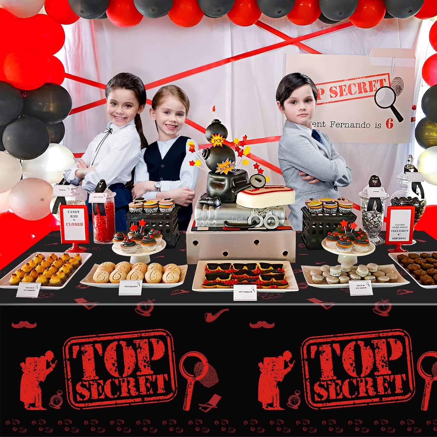 3PCS Spy Party Tablecloths for Kids Birthday Decor