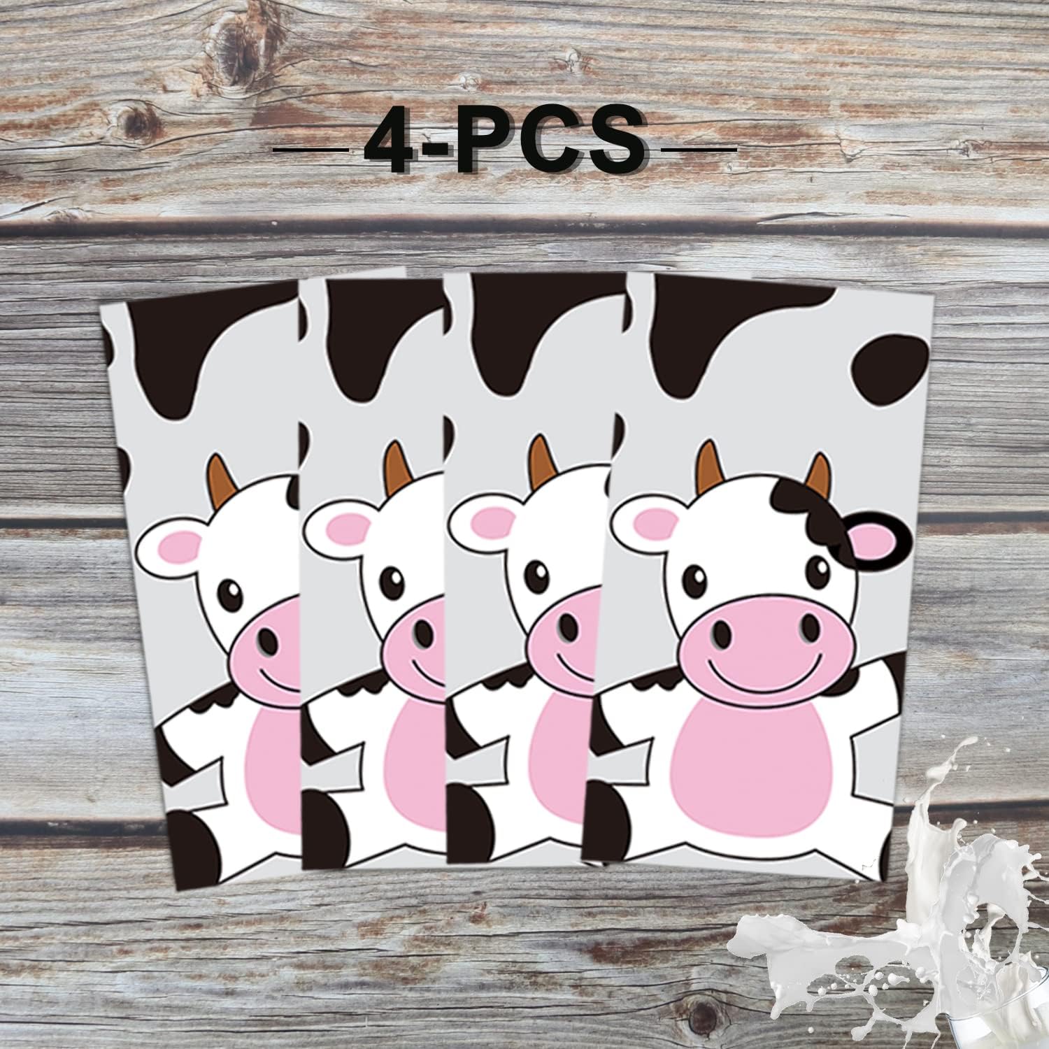 4 Pcs Cow Print Plastic Tablecloths Farm Animal Themed Party Supplies