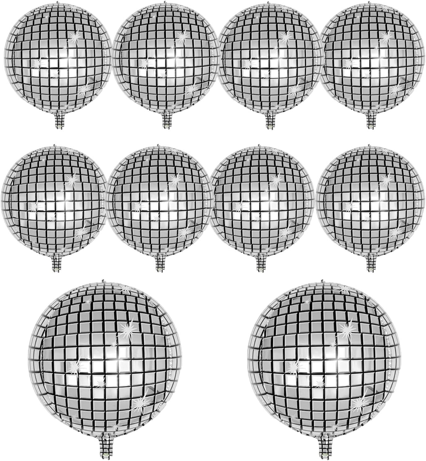10 Pcs Silver Disco Balloons 4D Design Party Decor