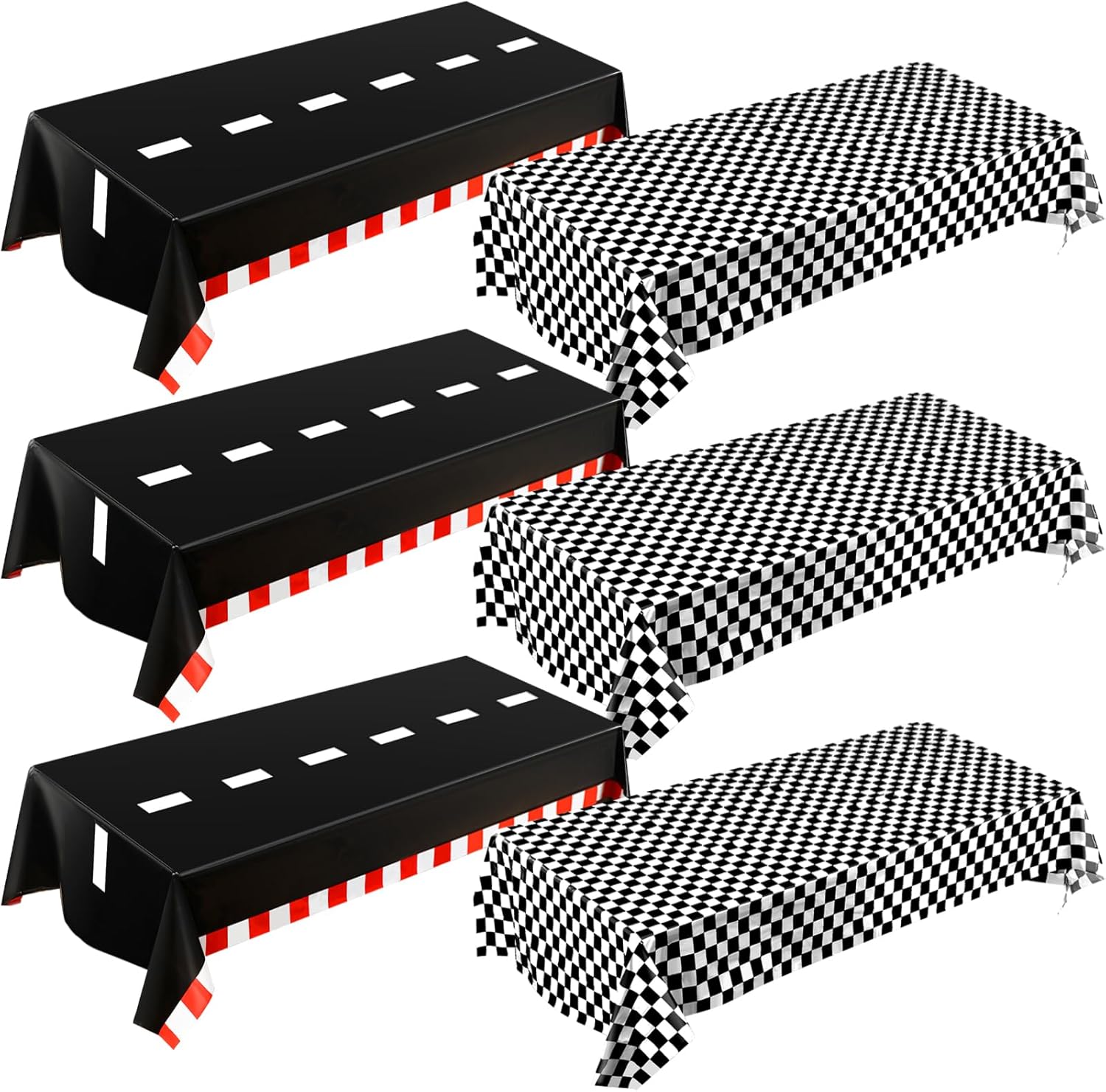 Breling 6 Pack Checkered Car Tablecloth for Birthday Party