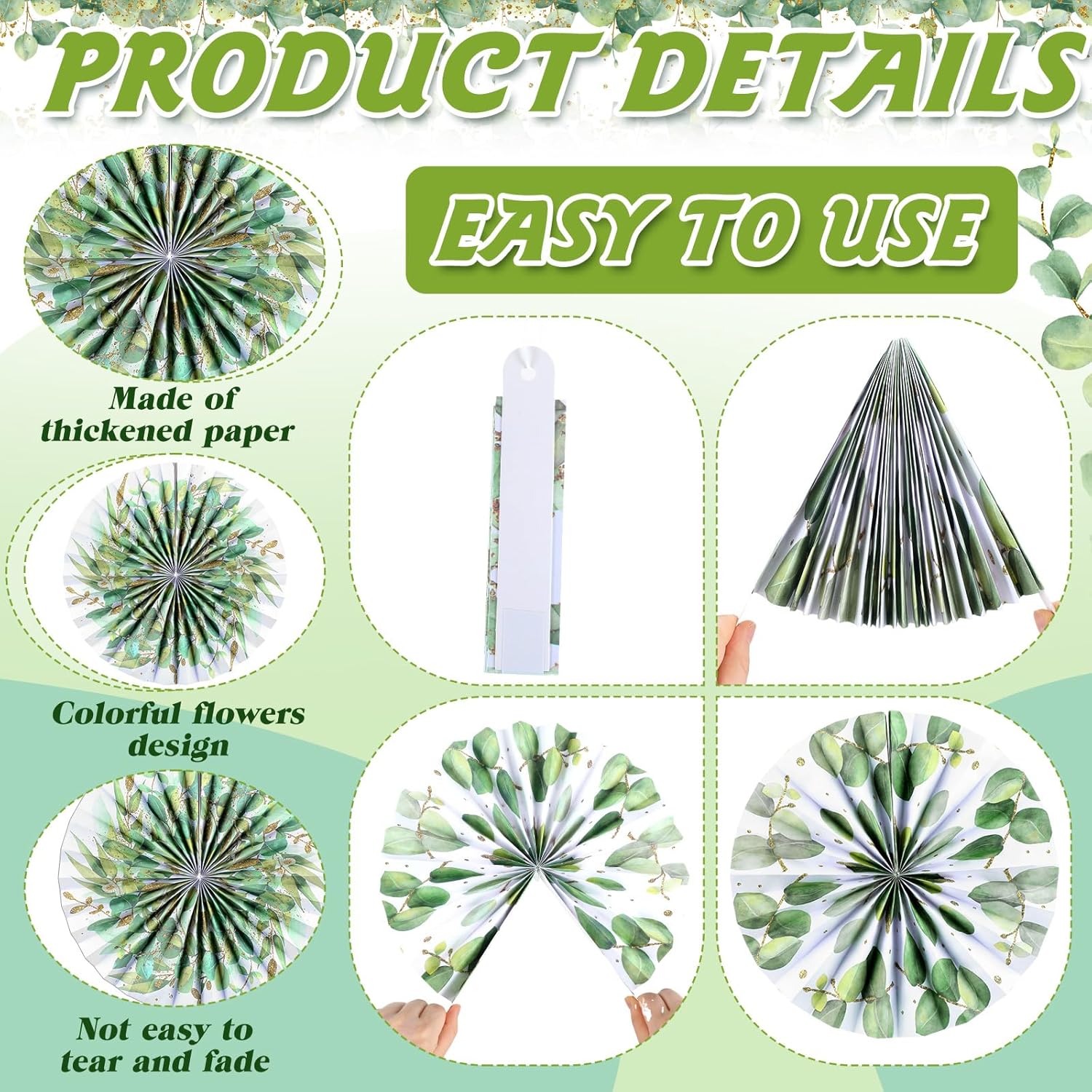 18 Pcs Eucalyptus Paper Fans Classroom Decor Set