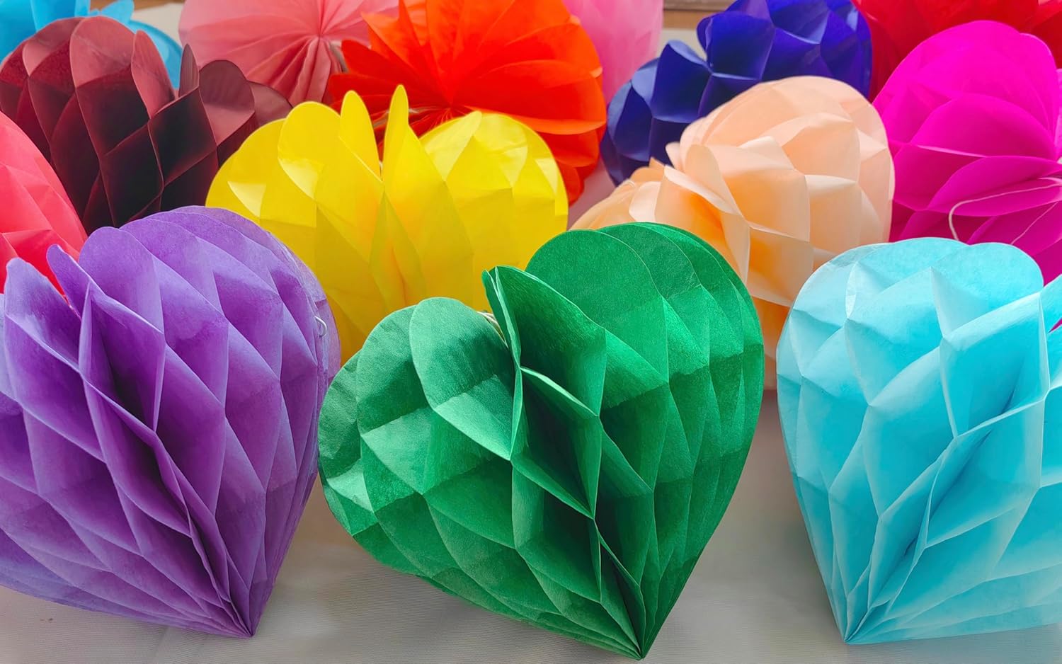 Heart Shaped Honeycomb Balls Party Decor 10pcs Dark Green