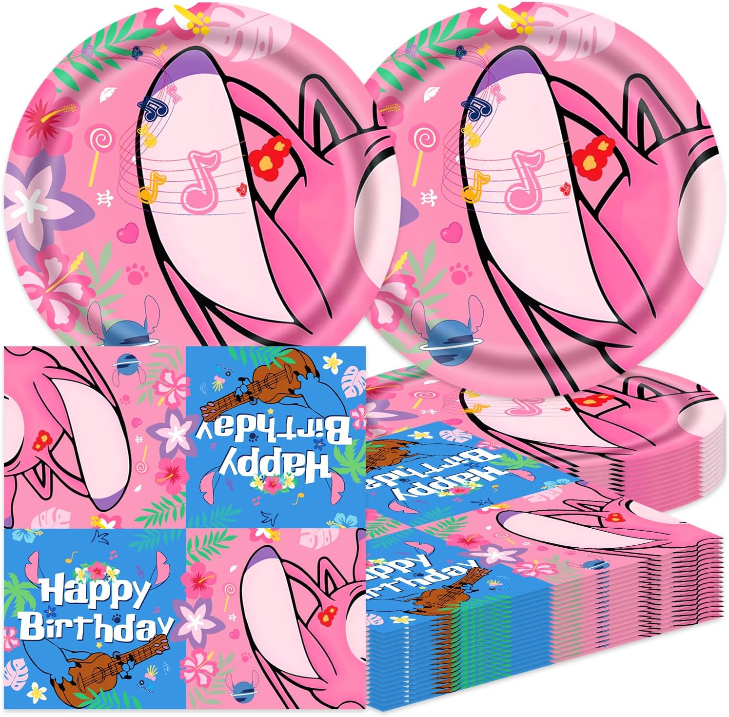 40 Packs Cartoon Party Plates and Napkins Set