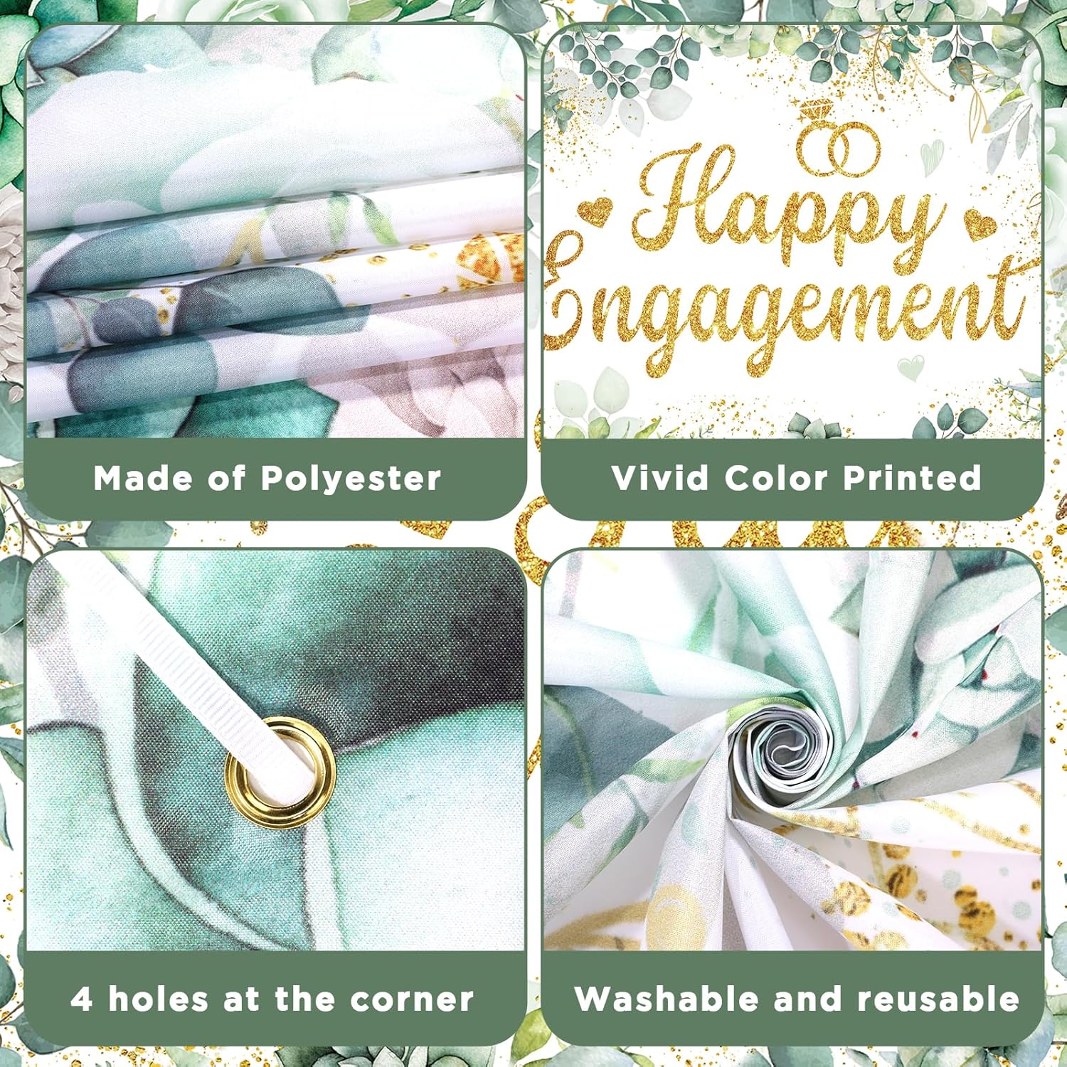 Eucalyptus Engagement Party Banner Green Just Married Decor Kit