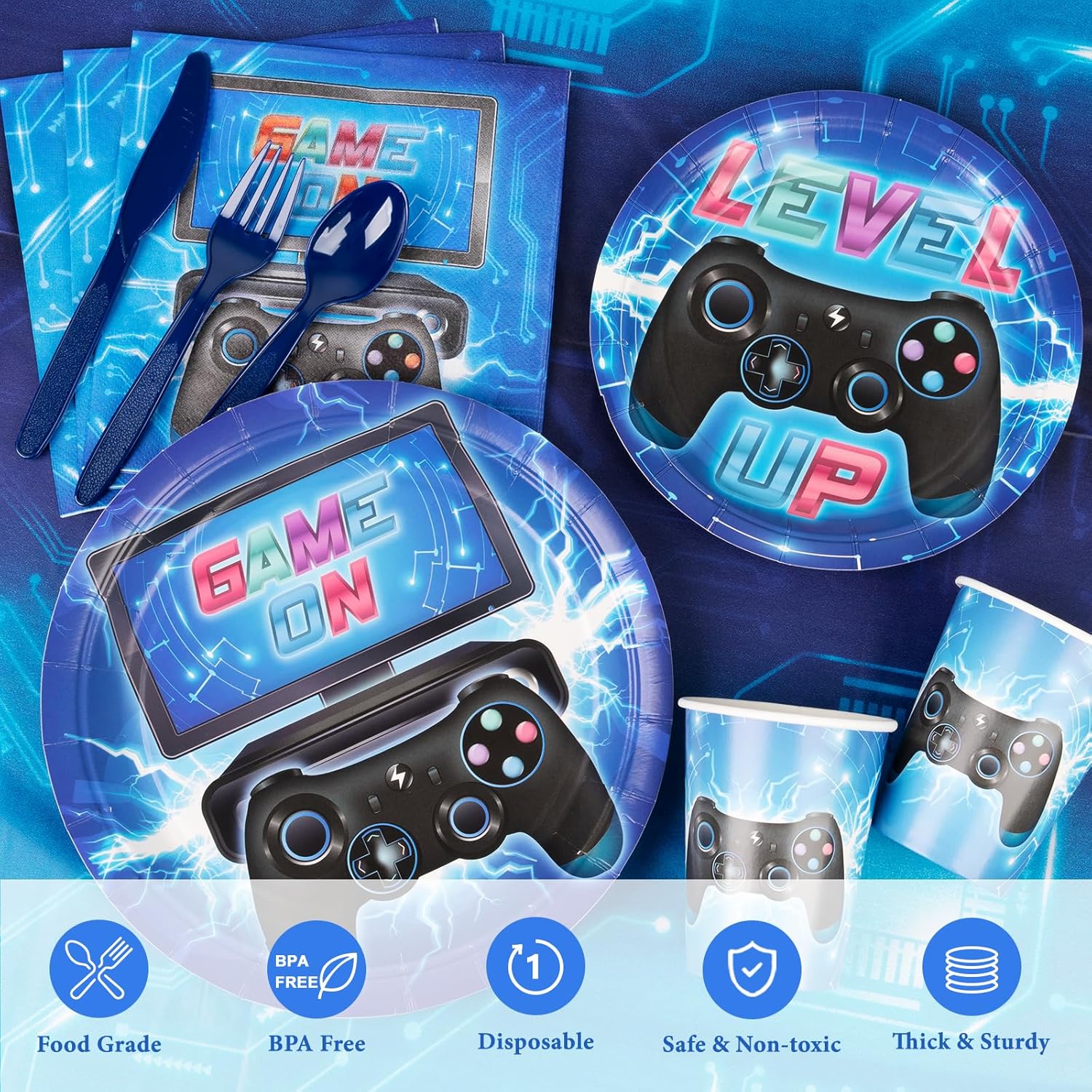 DECORLIFE 170PCS Video Game Party Decorations for Boys