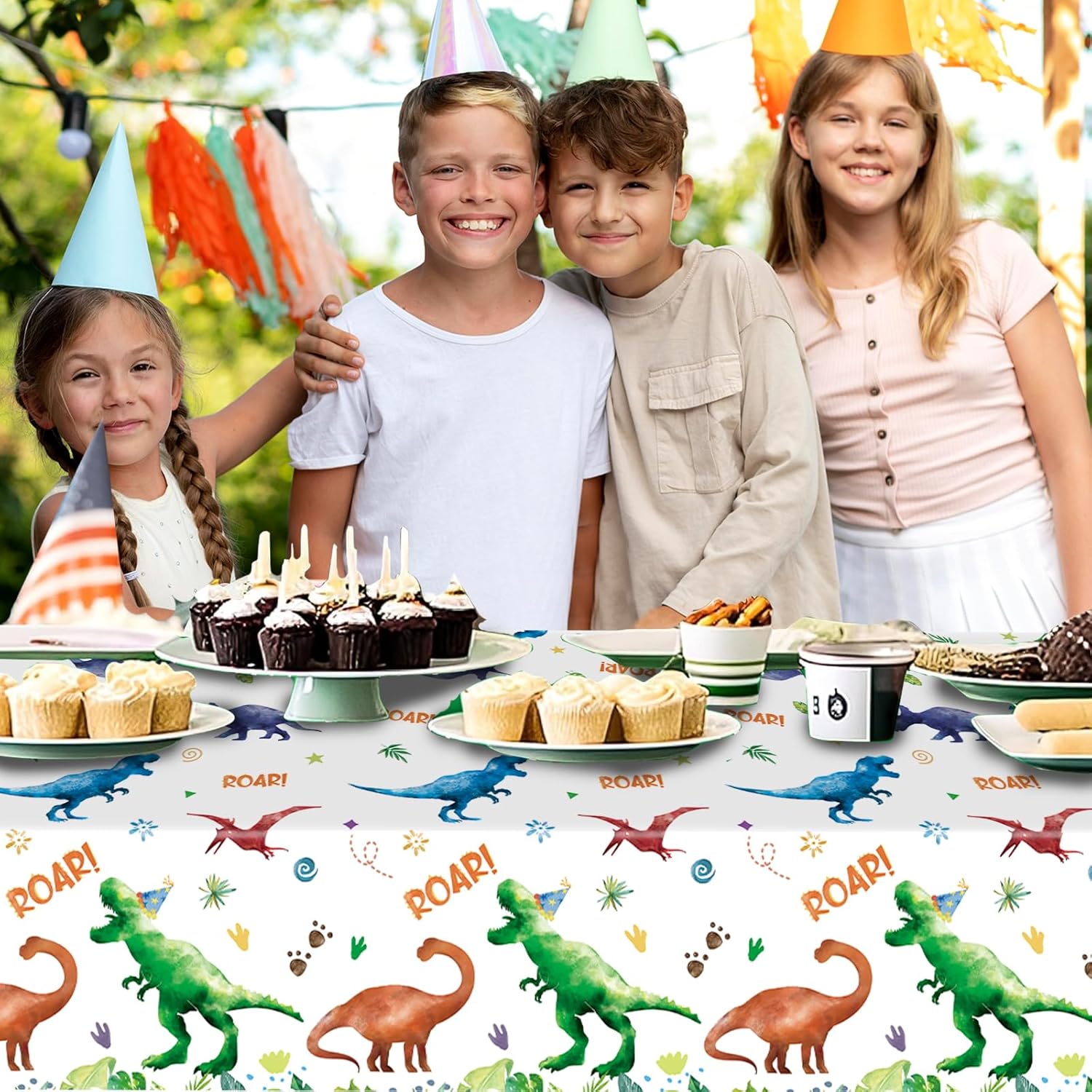 3 Pcs Dinosaur Tablecloth for Kids Birthday Party
