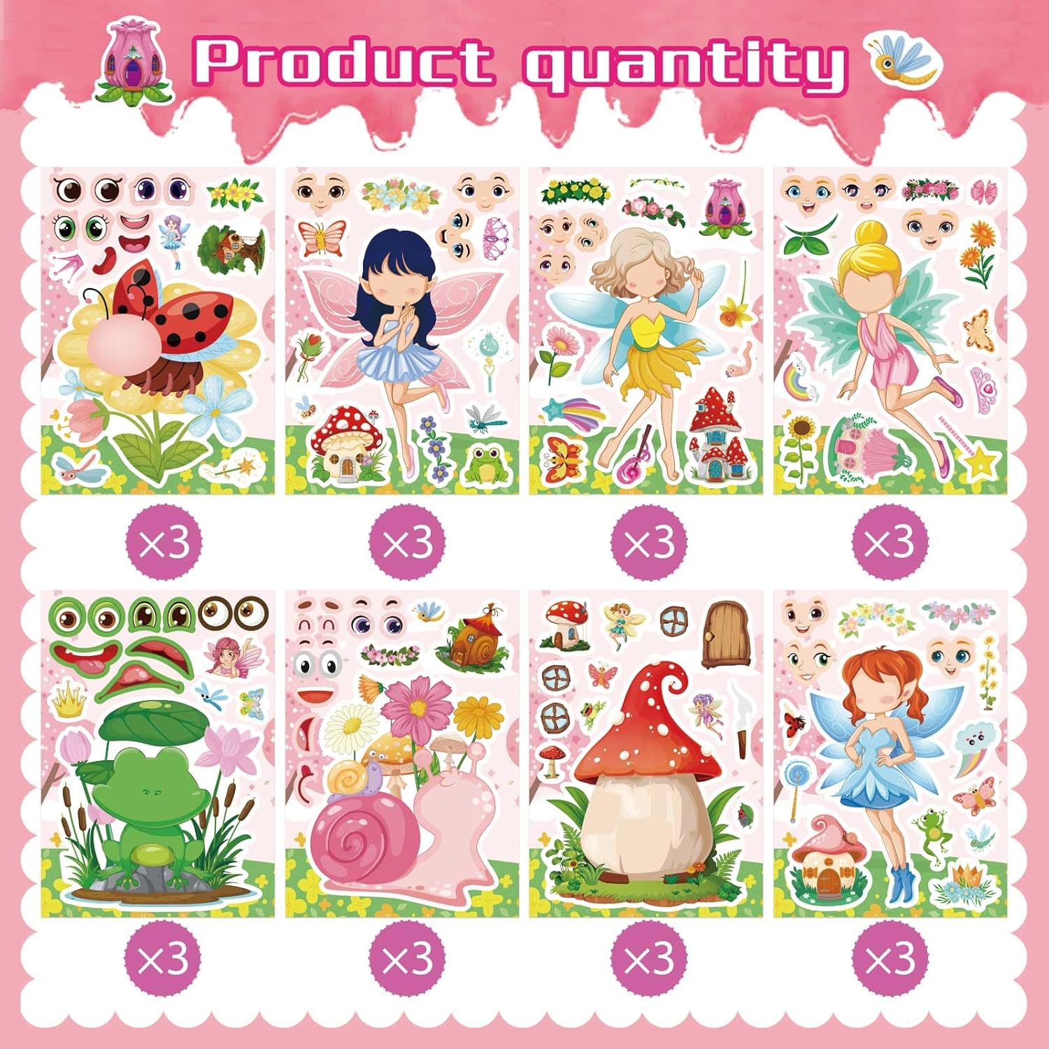 24 PCS Fairy Stickers for Kids Birthday Party Favors