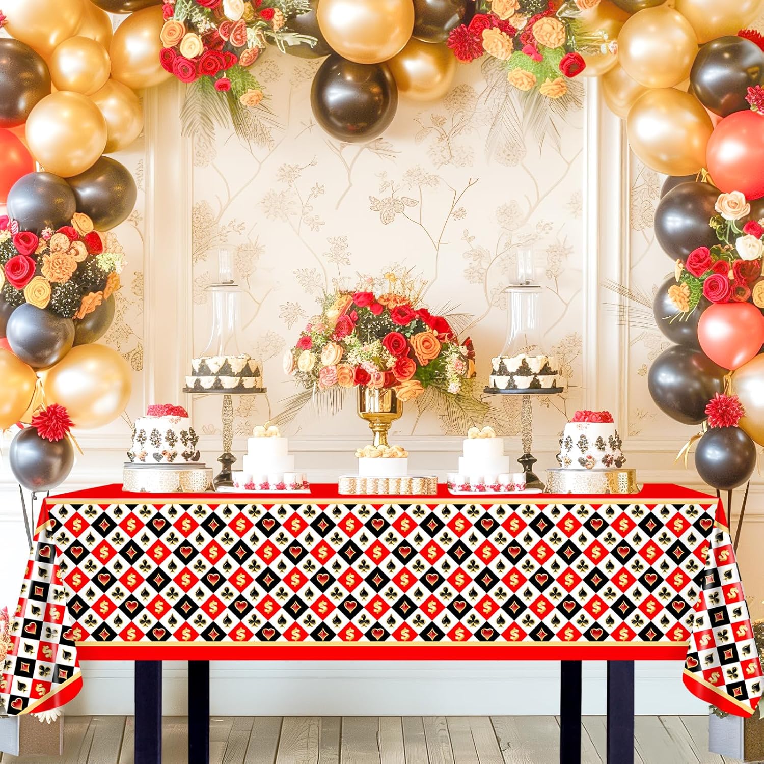 Avezano 3 Pc Casino Poker Tablecloth 54x108 Inch Party Decorations