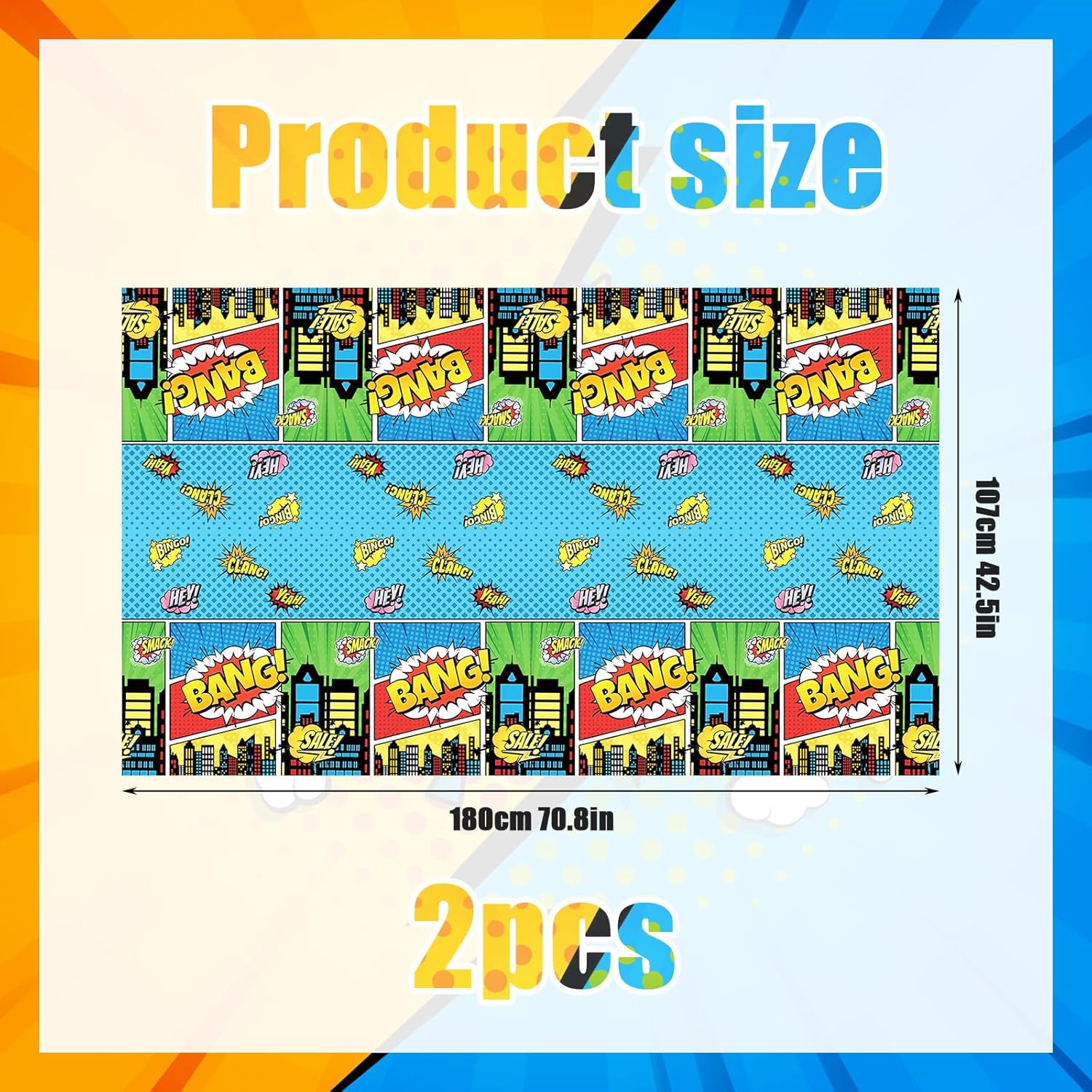 2pcs Hero Themed Birthday Tablecloth for Party Decorations