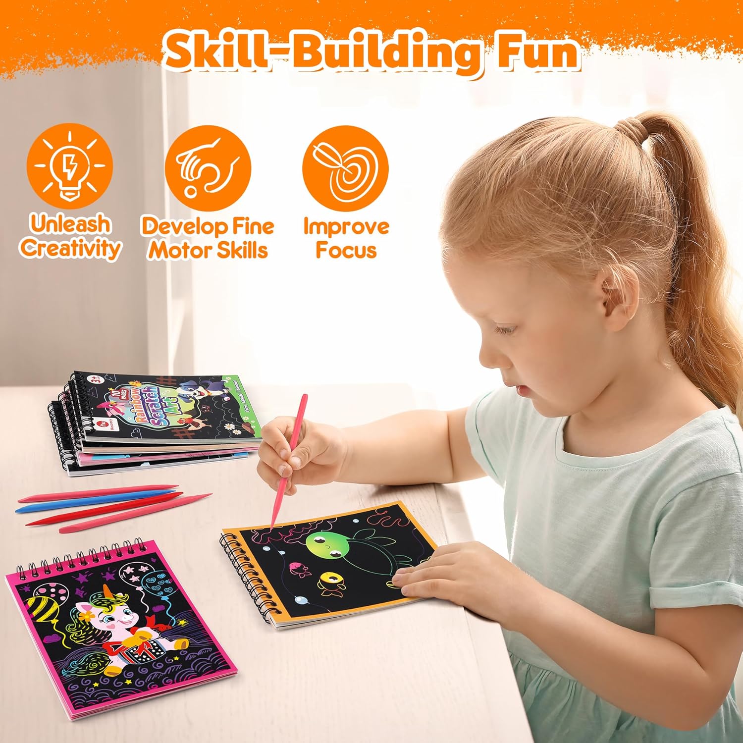 Mocoosy 24 Pack Rainbow Scratch Art Party Favors