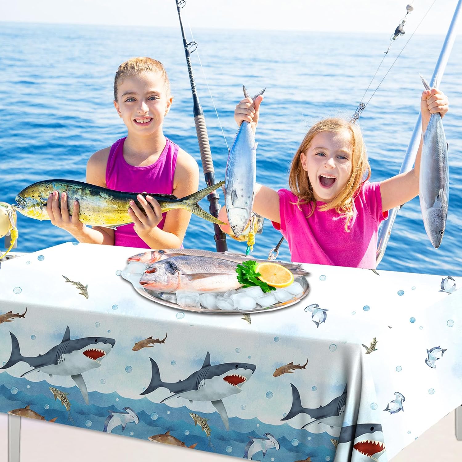 Shark Tablecloth 3Pcs Birthday Party Supplies