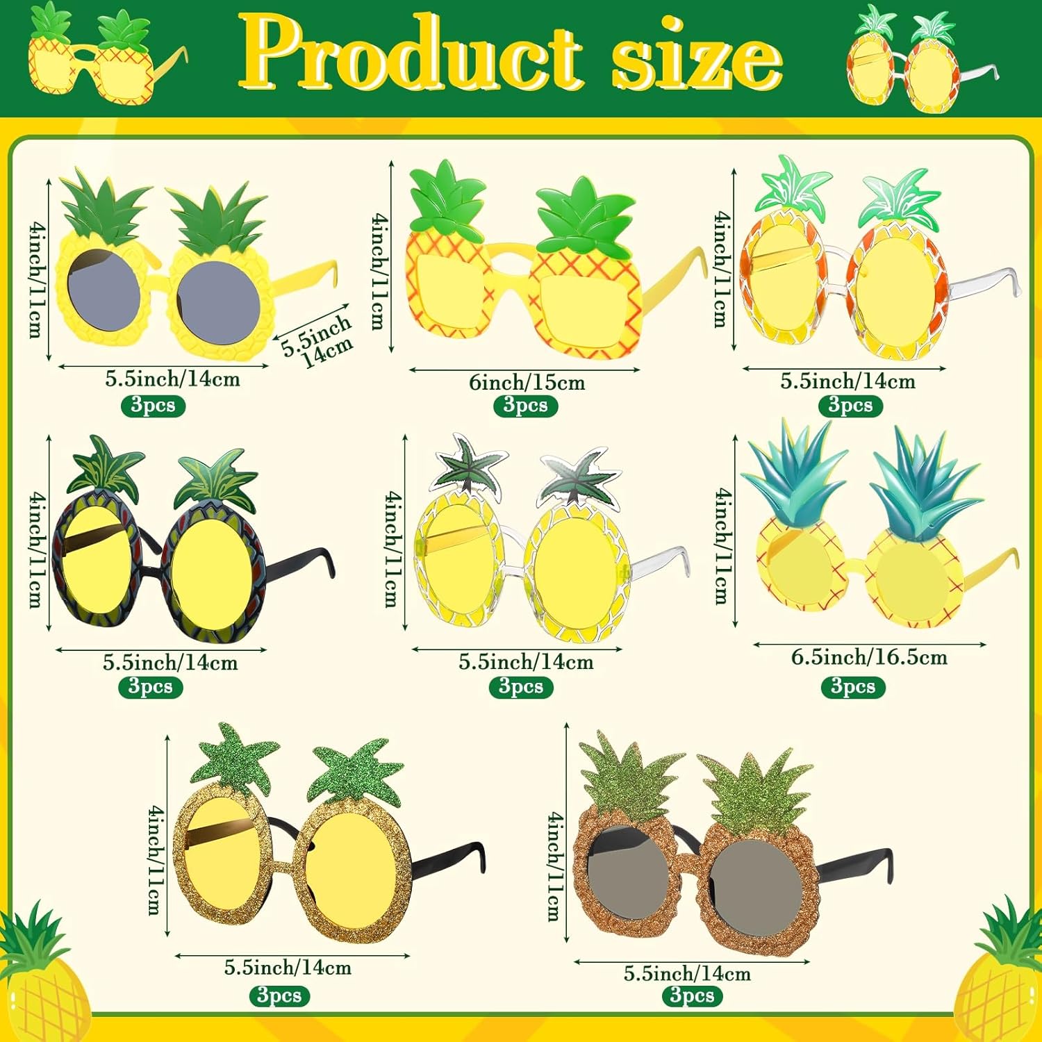 Kanayu 24 Pair Pineapple Party Sunglasses