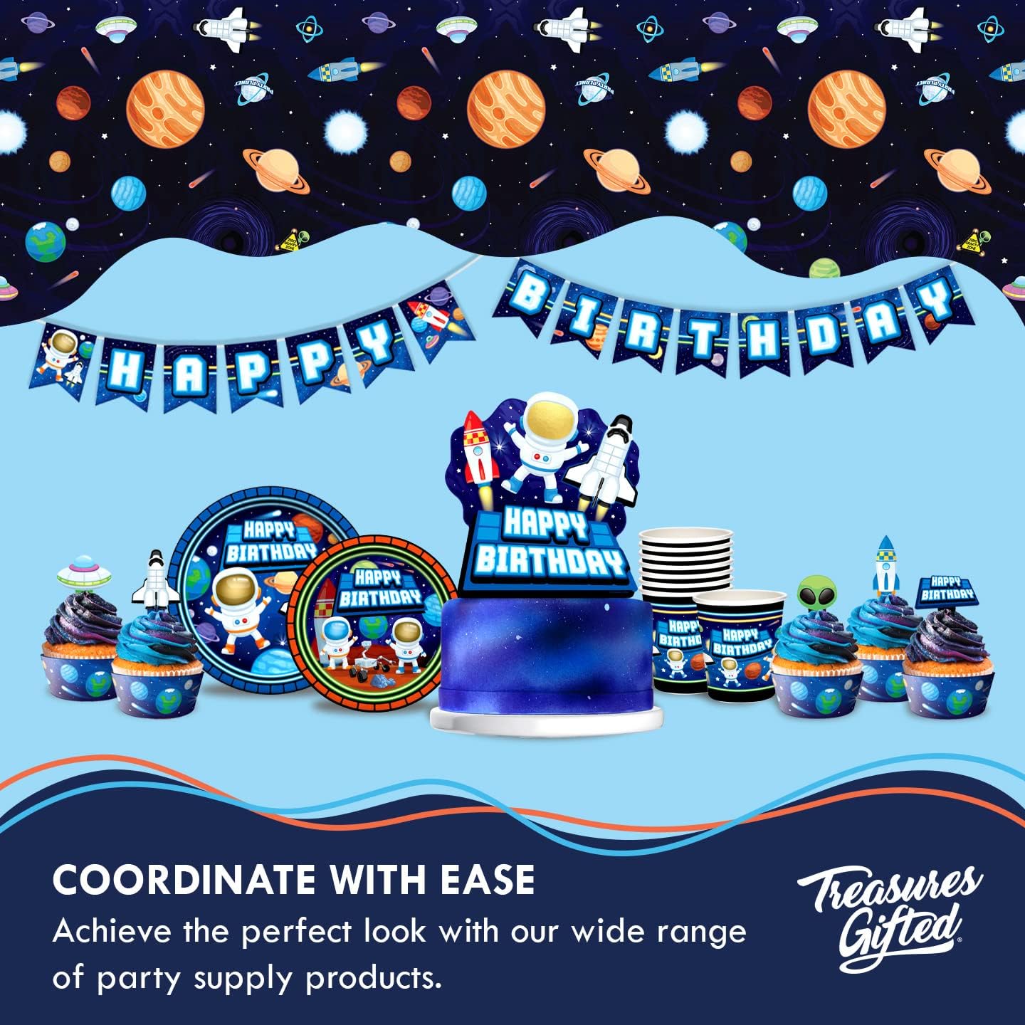 Treasures Gifted Outer Space Tablecloth 54x108 Inches