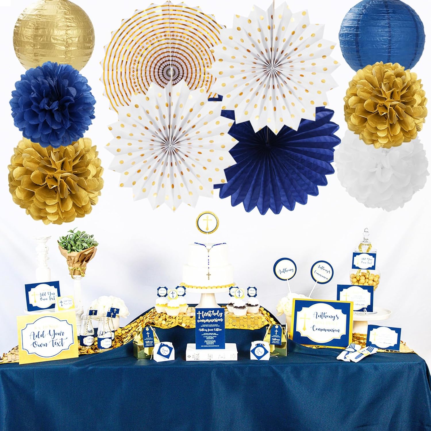 Blue White Gold Party Decorations 20pcs Kit