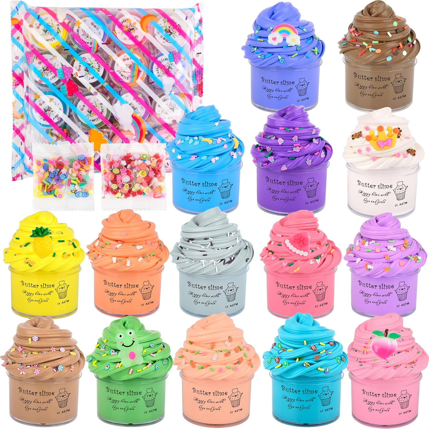 WuHuanNiu 15 Pack Mini Butter Slime Kit