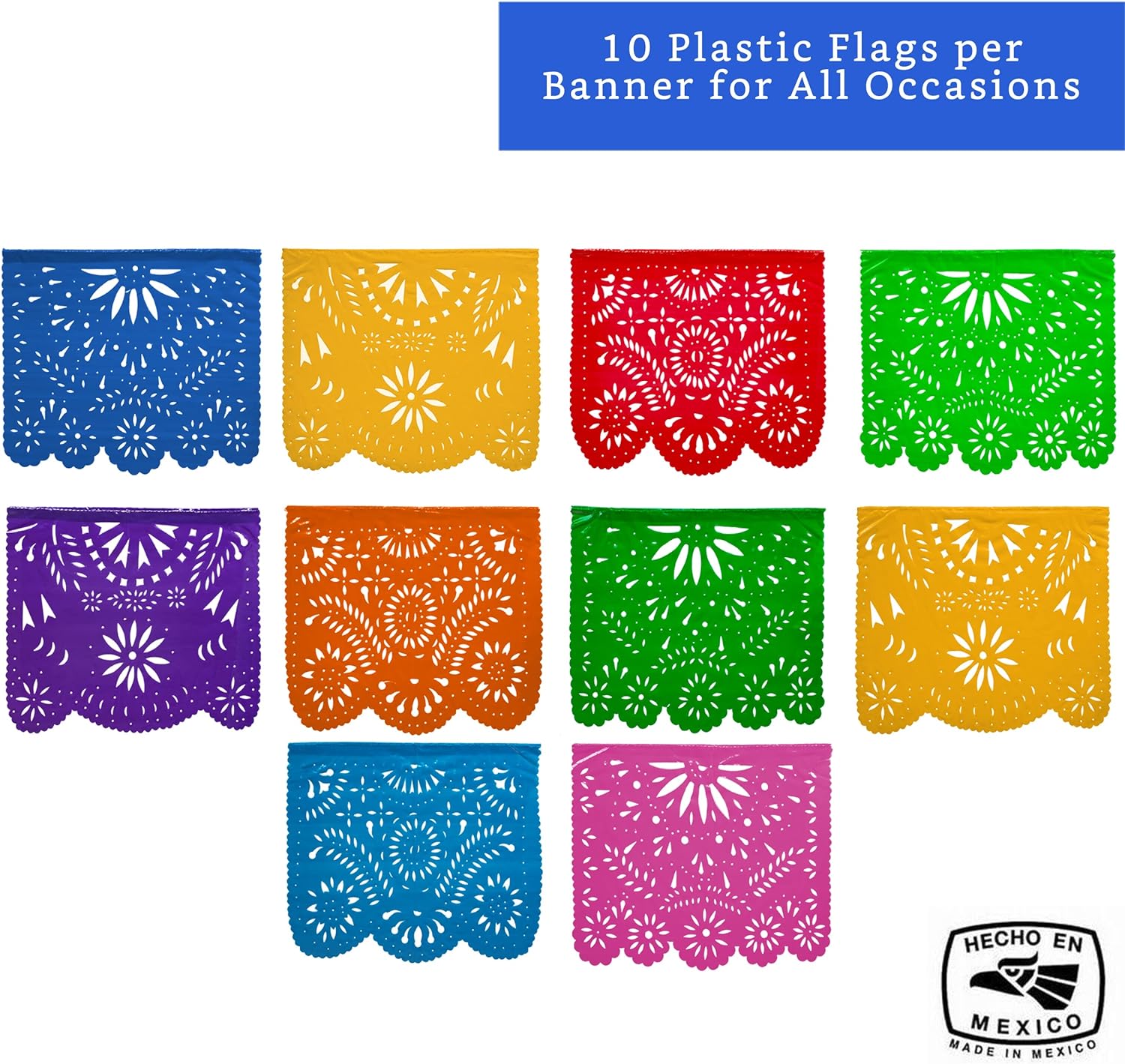 Mexican Party Banners 2 Pack with 10 Plastic Flags