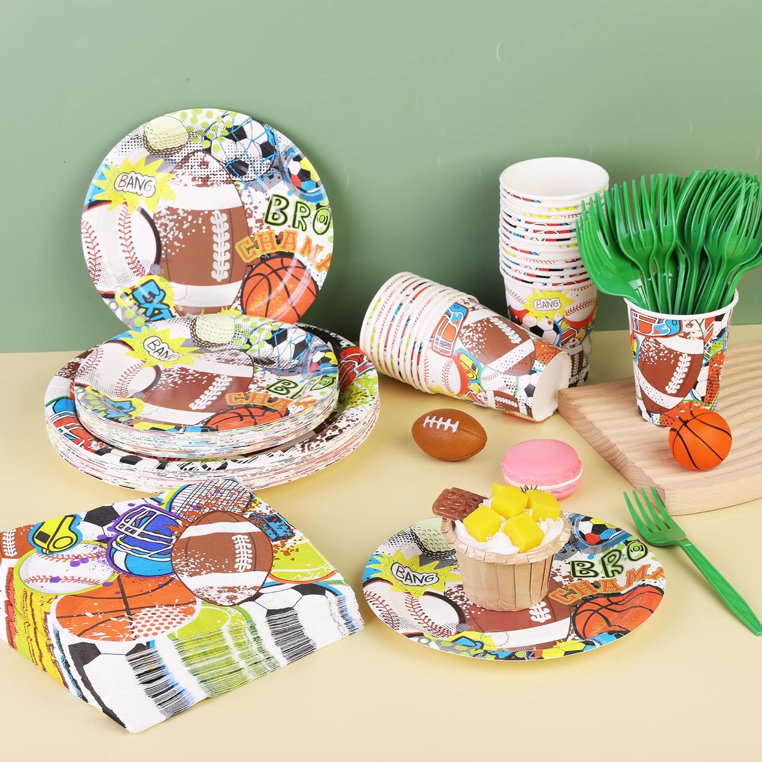 Durony 144 Piece Sports Themed Dinnerware Set