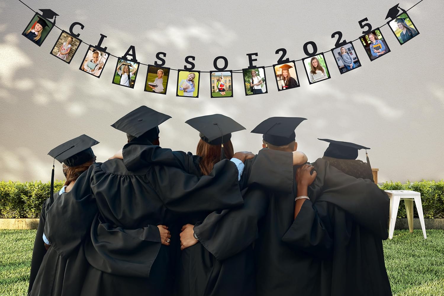 Class of 2025 Graduation Photo Banner with Pre-Strung Ribbons