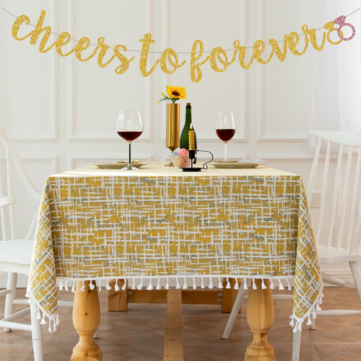Cheers To Forever Gold Glitter Banner Pre-Strung