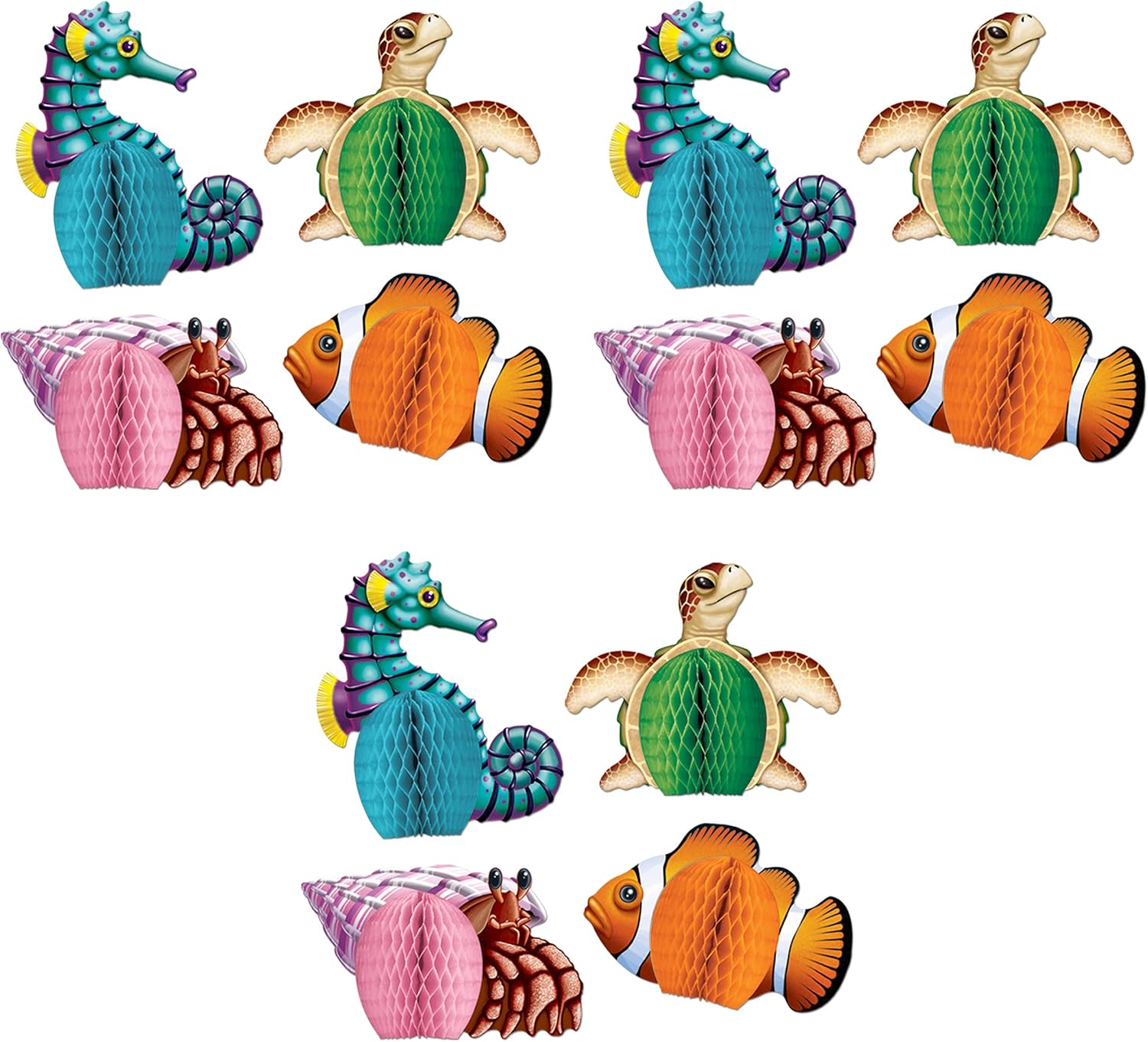 Beistle Sea Creatures Honeycomb Centerpieces Pack of 3