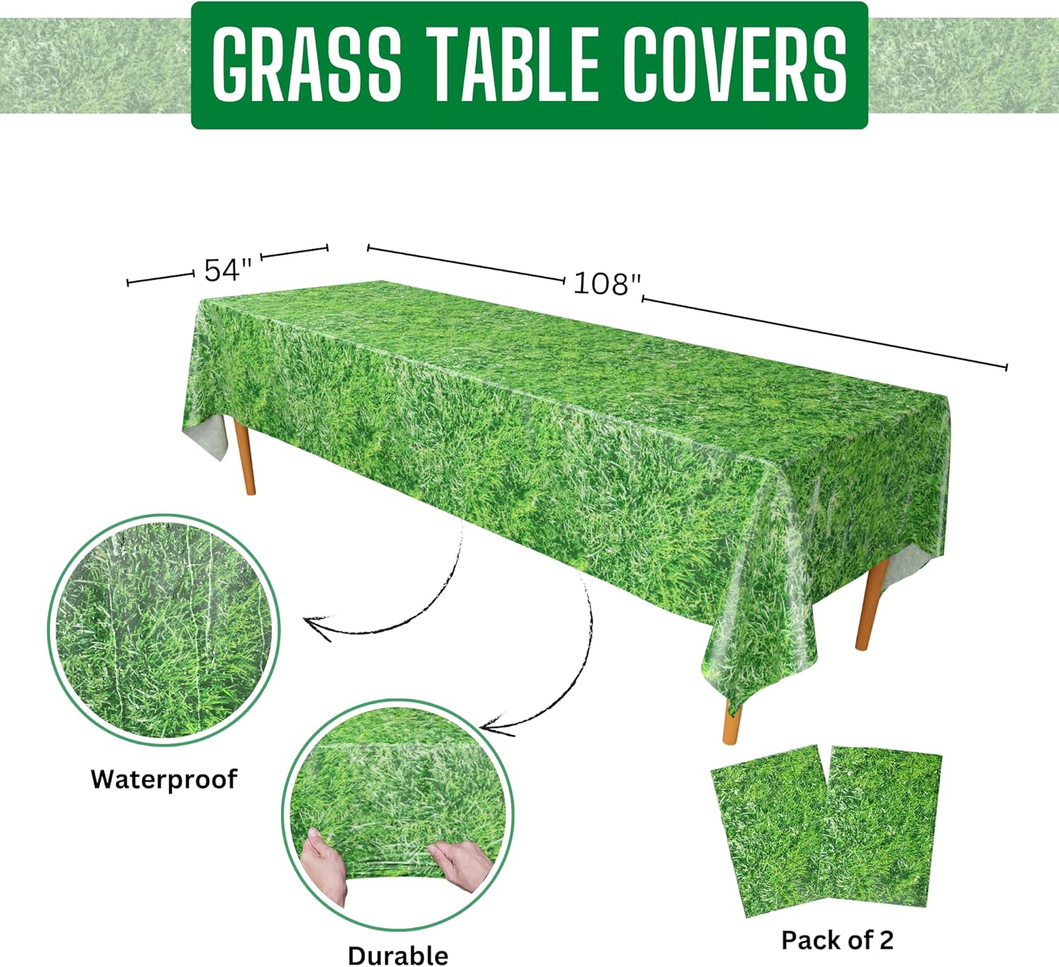 Blue Orchards Grass Table Covers Pack of 2 54x108 XL