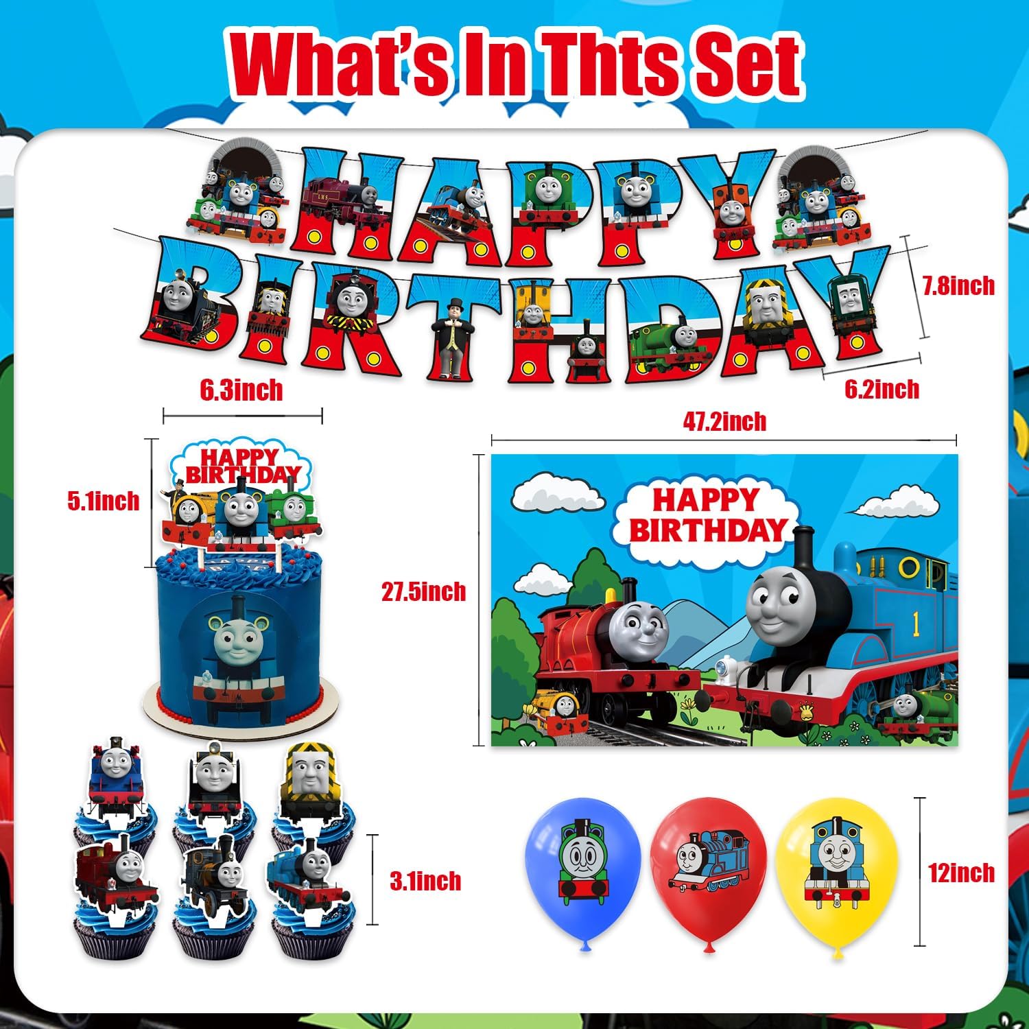 42 Pack Train Friends Party Supplies Set