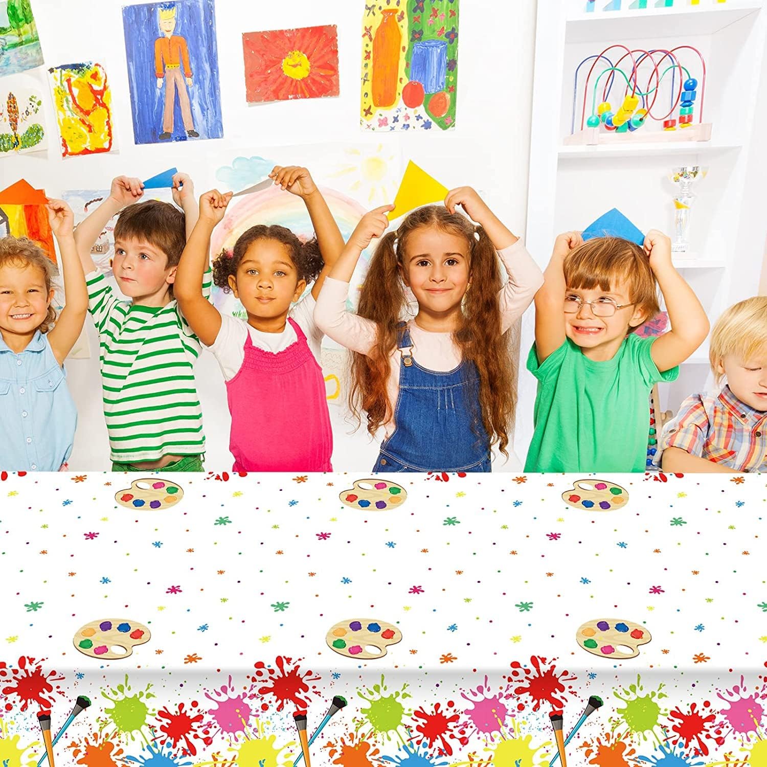 Gisgfim 3 Pcs Art Paint Tablecloth Supplies for Birthday Parties