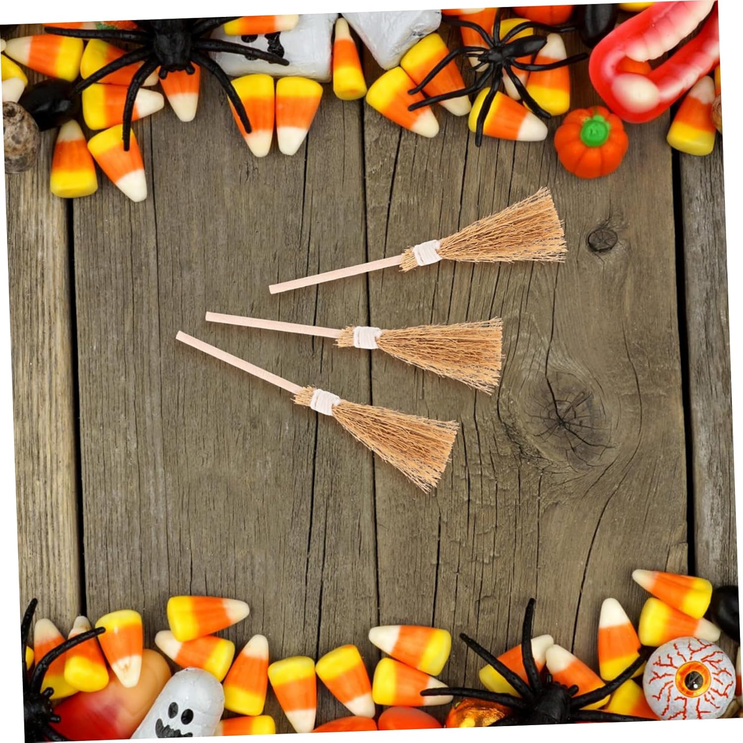 PRETYZOOM 10Pcs Mini Witch Brooms for Halloween Decor