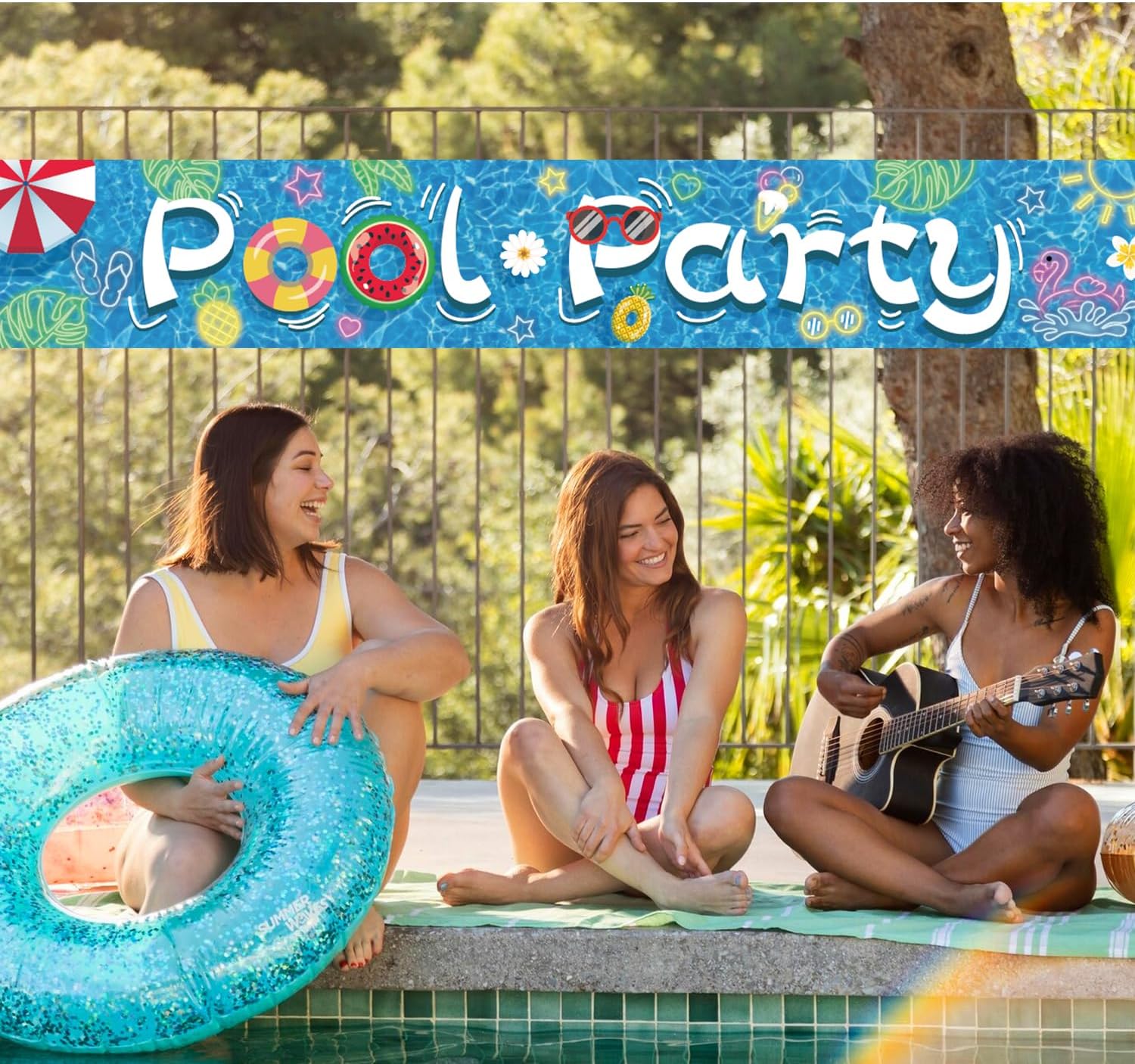 Partico Pool Party Banner for Summer Decorations