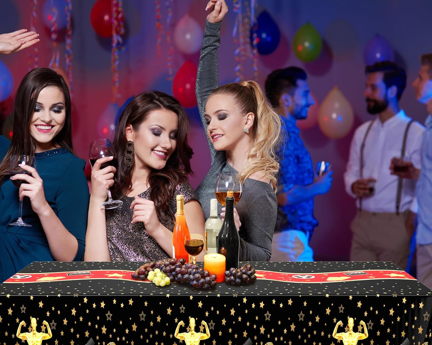 Oudain 6 Pcs Movie Night Tablecloth Set Black