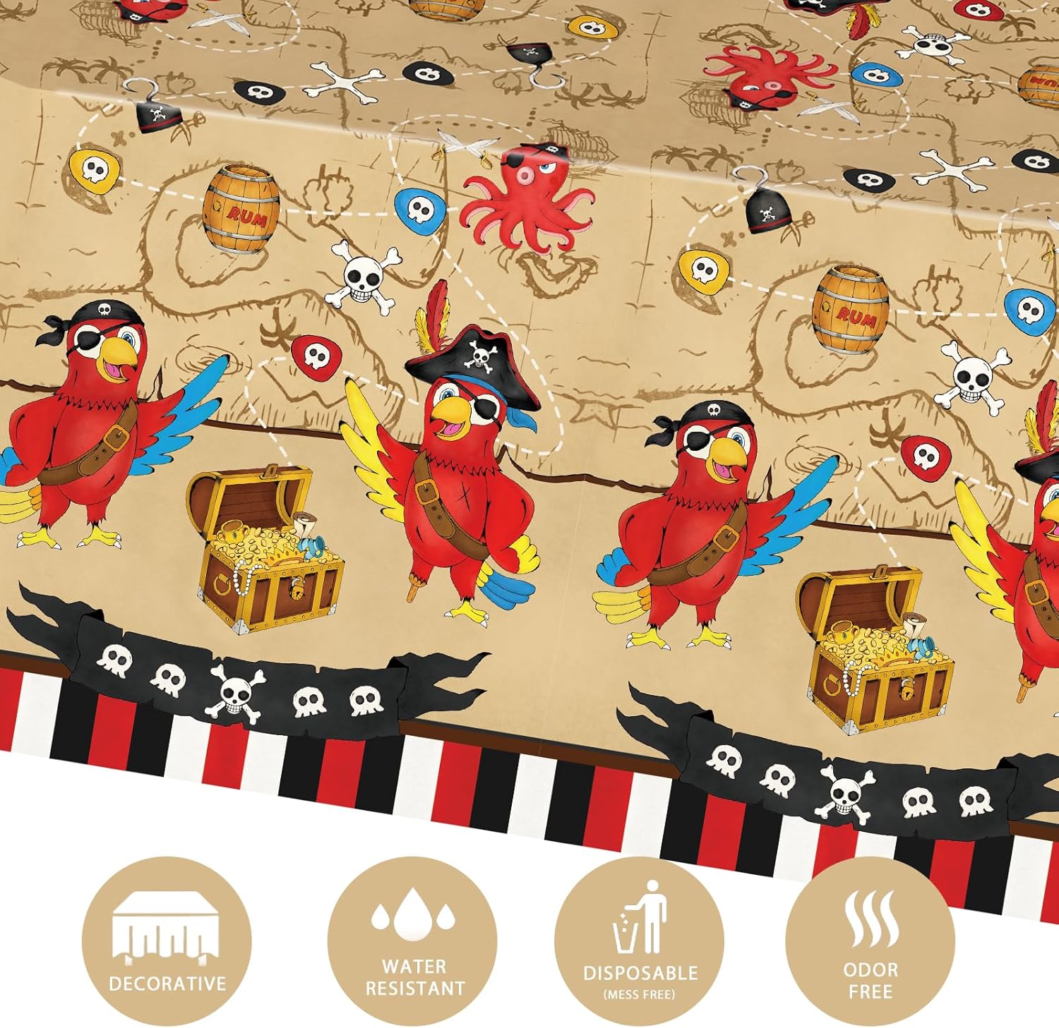 WERNNSAI Pirate Party Tablecloth 3 Pack 54x108