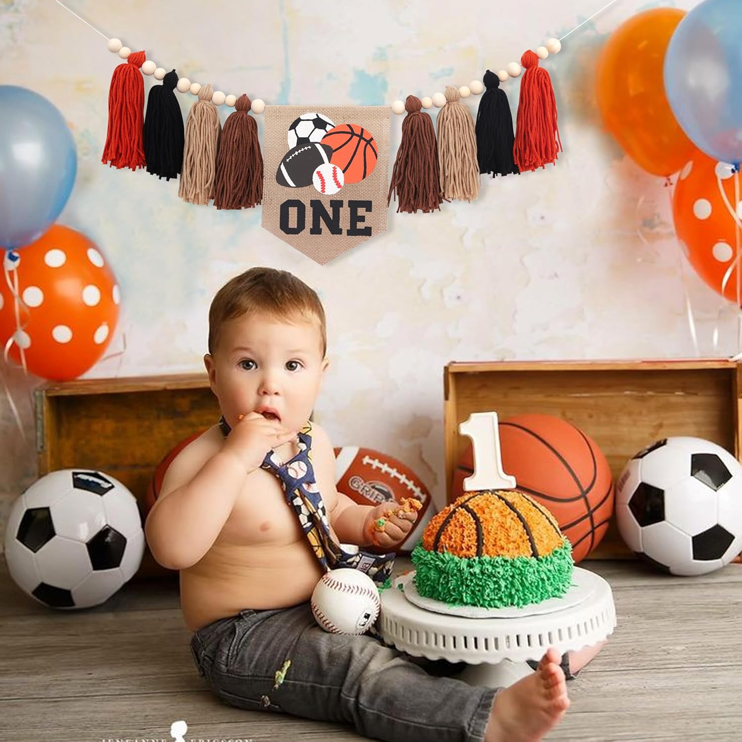All Star Sport Balls High Chair Tassel Banner For 1st Birthday
