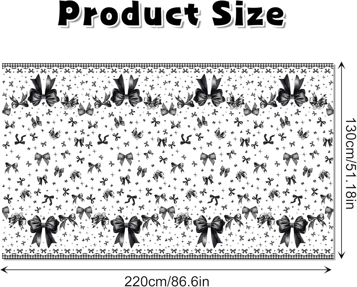 Lide Road 2Pcs Black Bow Tablecloth for Party Decorations