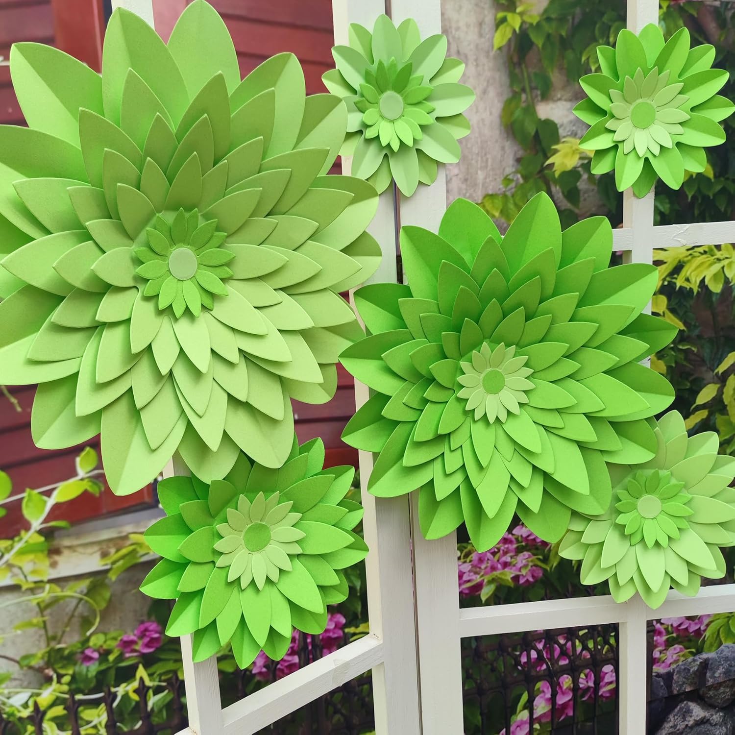 Large Lime Green Paper Flowers for Wall Decor