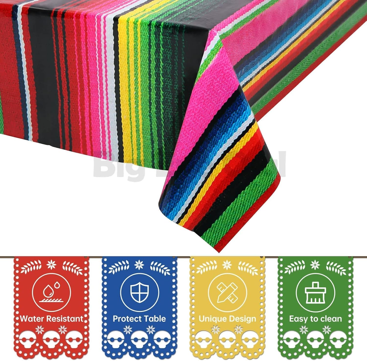 Mexican Fiesta Table Cover 3 Pcs Rectangle Party Decor