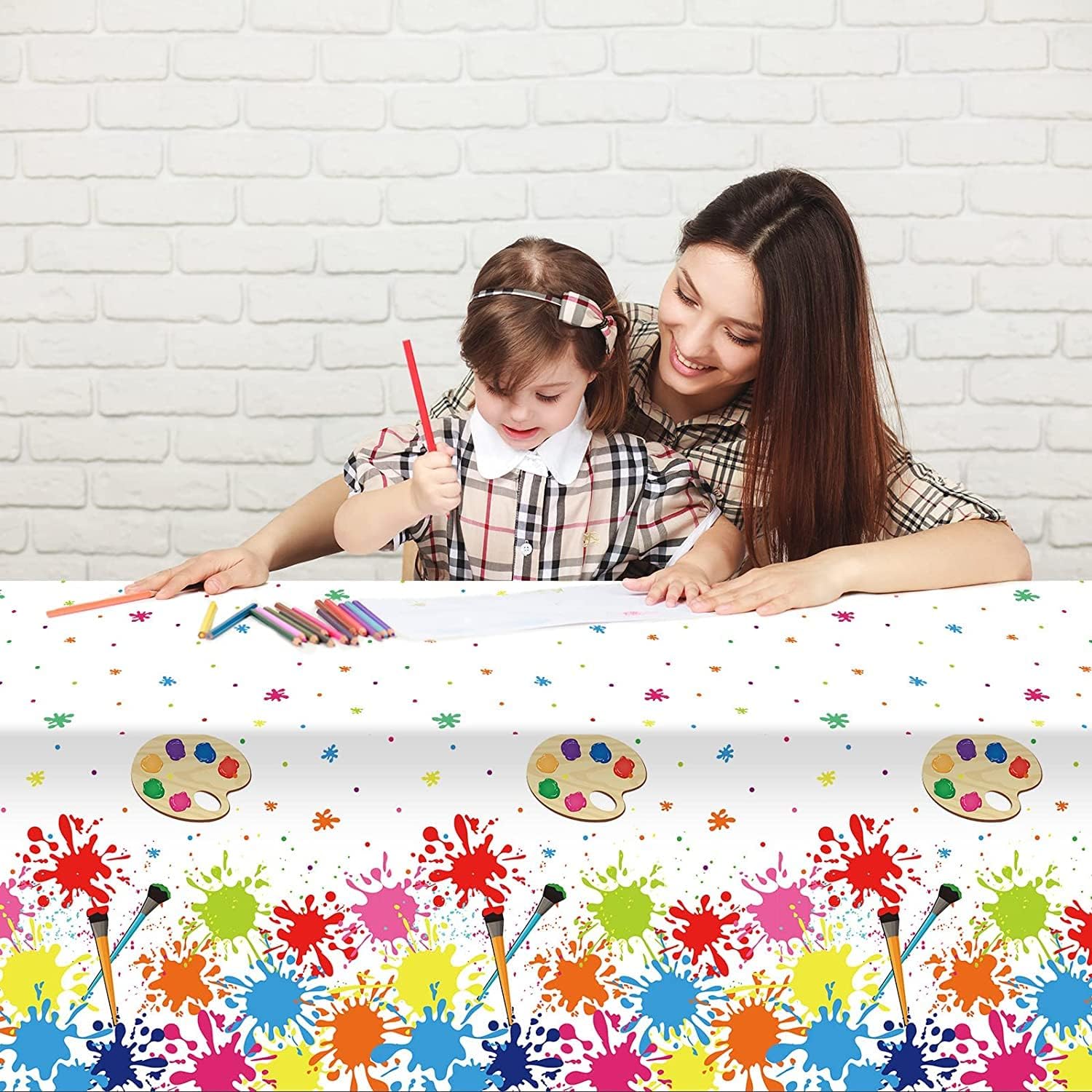 Gisgfim 3 Pcs Art Paint Tablecloth Supplies for Birthday Parties
