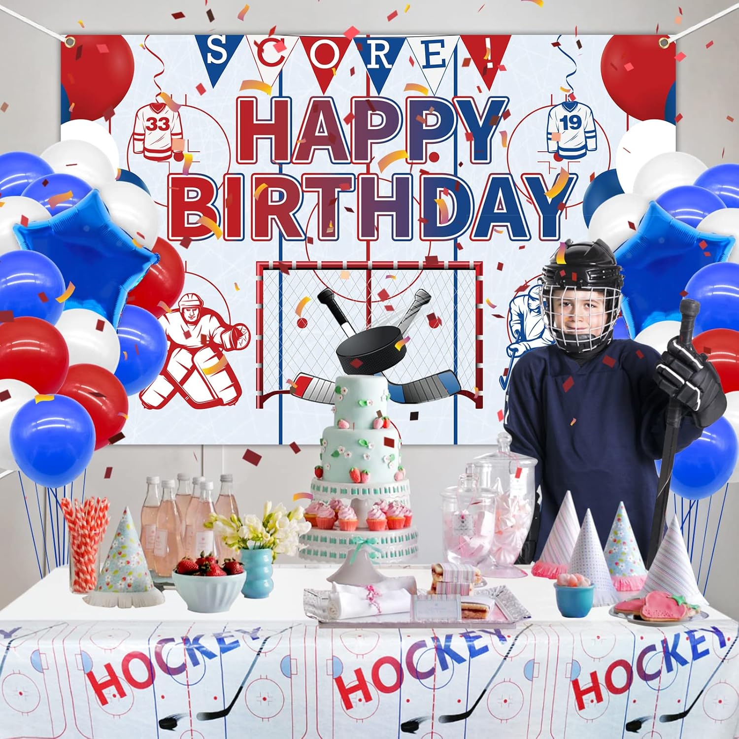 Ice Hockey Tablecloth Backdrop Waterproof All-Season One Size