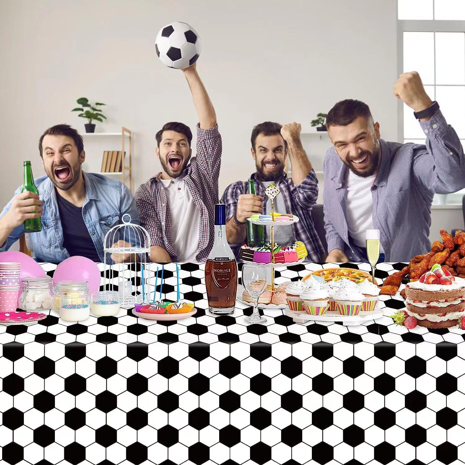 4 Pack Soccer Theme Tablecloths for Party Decorations