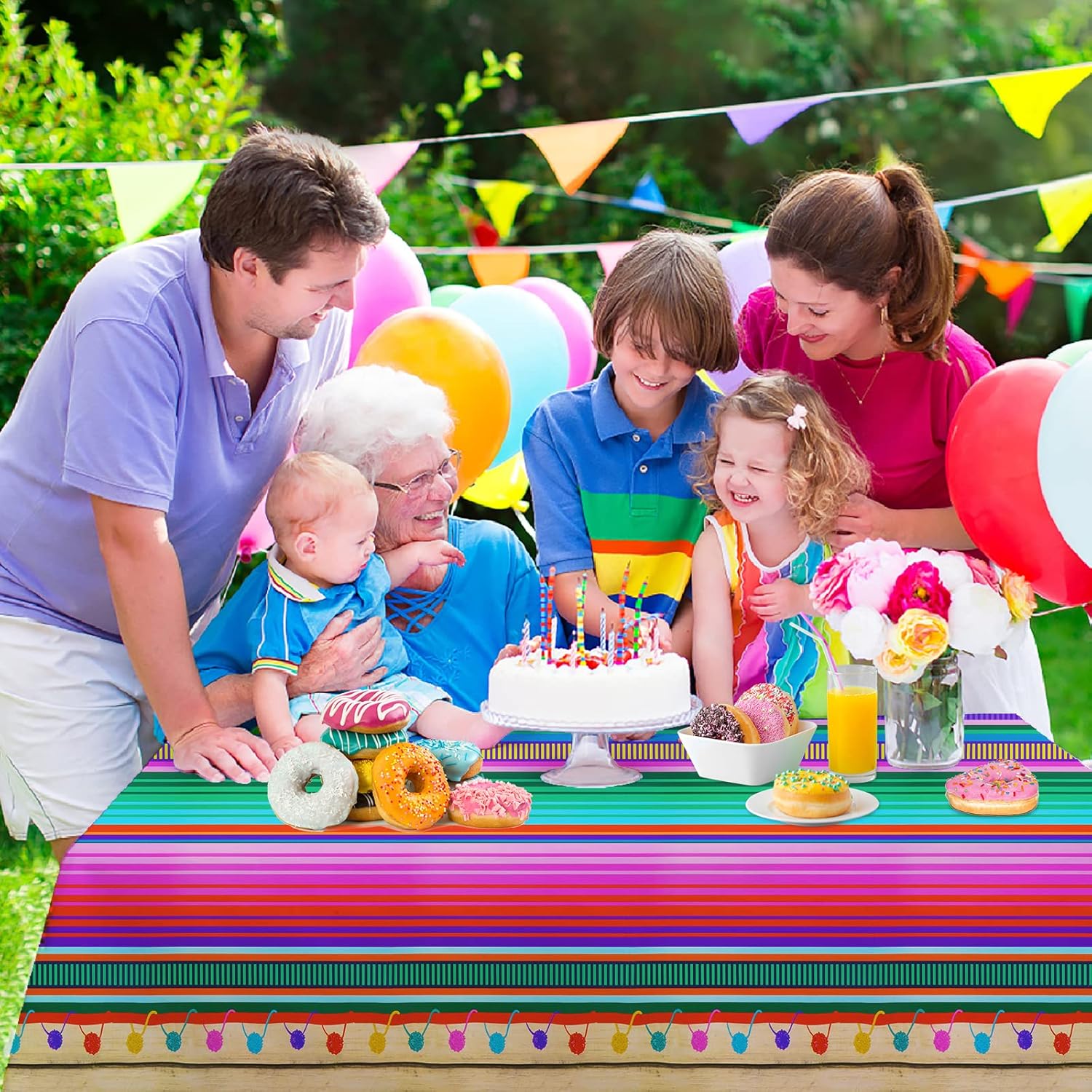 3PCS Fiesta Tablecloth for Mexican Party Decorations