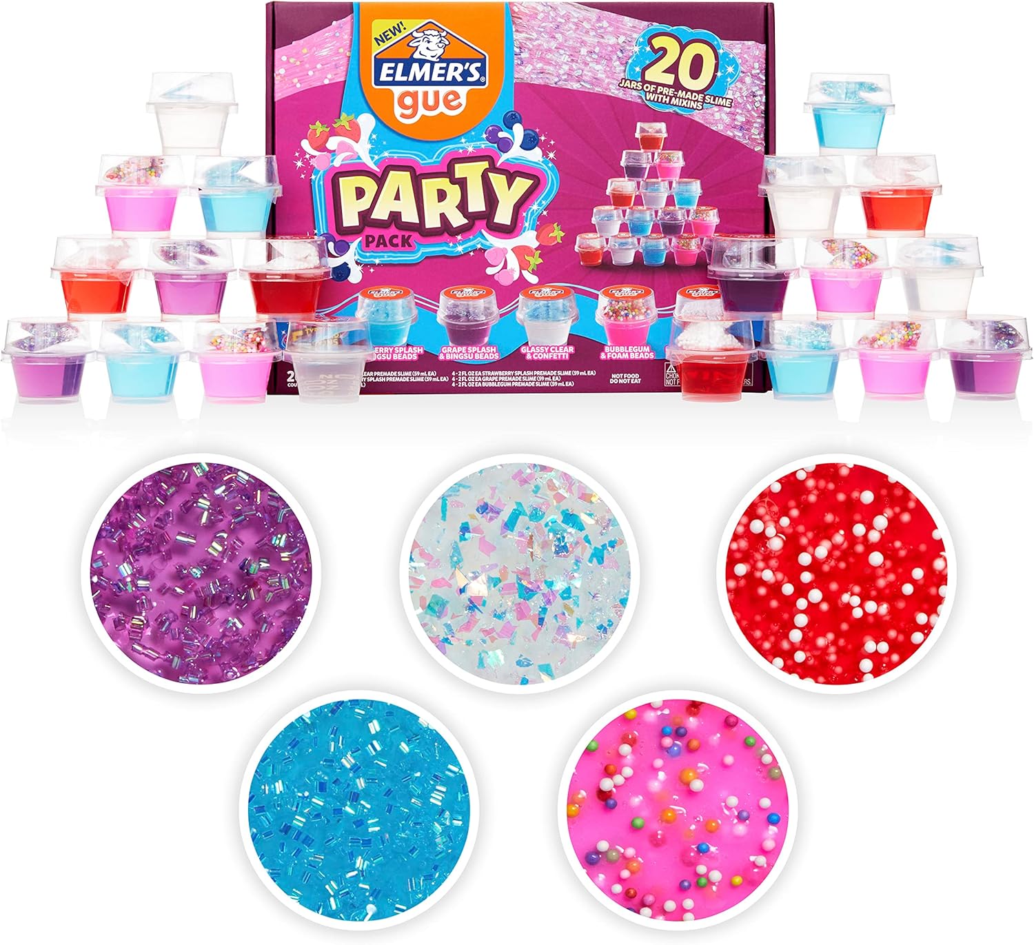 Elmers Gue Premade Slime Party Pack 20 Count