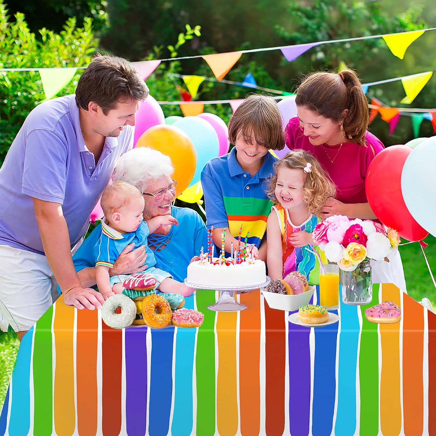 PHOGARY 3 Pack Rainbow Tablecovers for Party Decor
