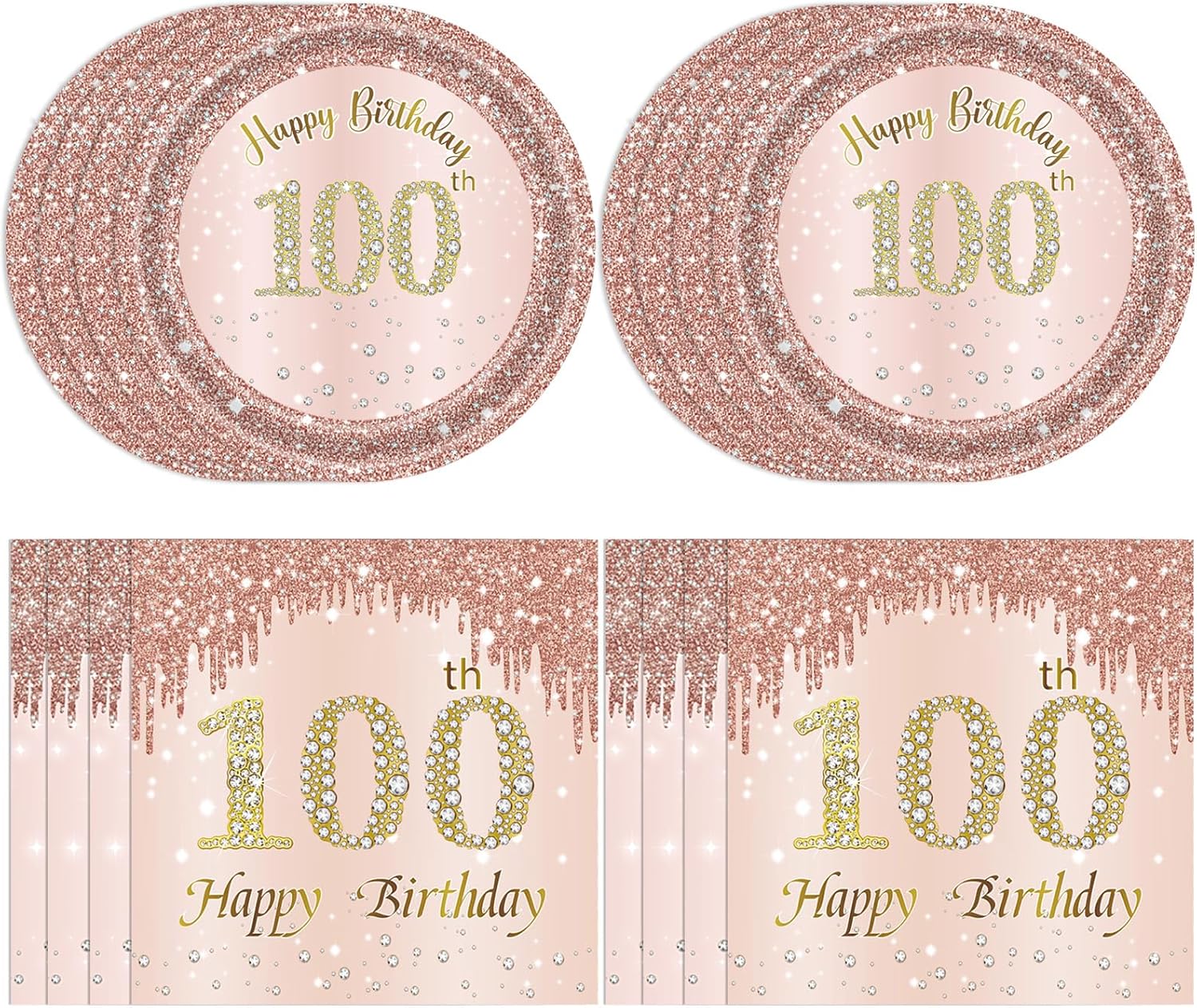 100th Birthday Decorations Rose Gold Party Supplies