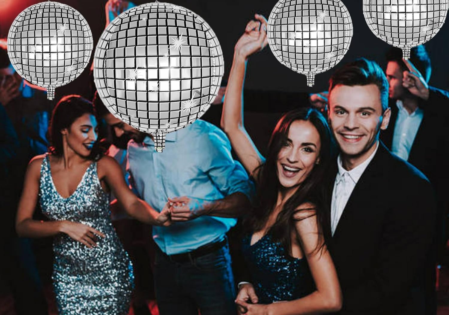 10 Pcs Silver Disco Balloons 4D Design Party Decor