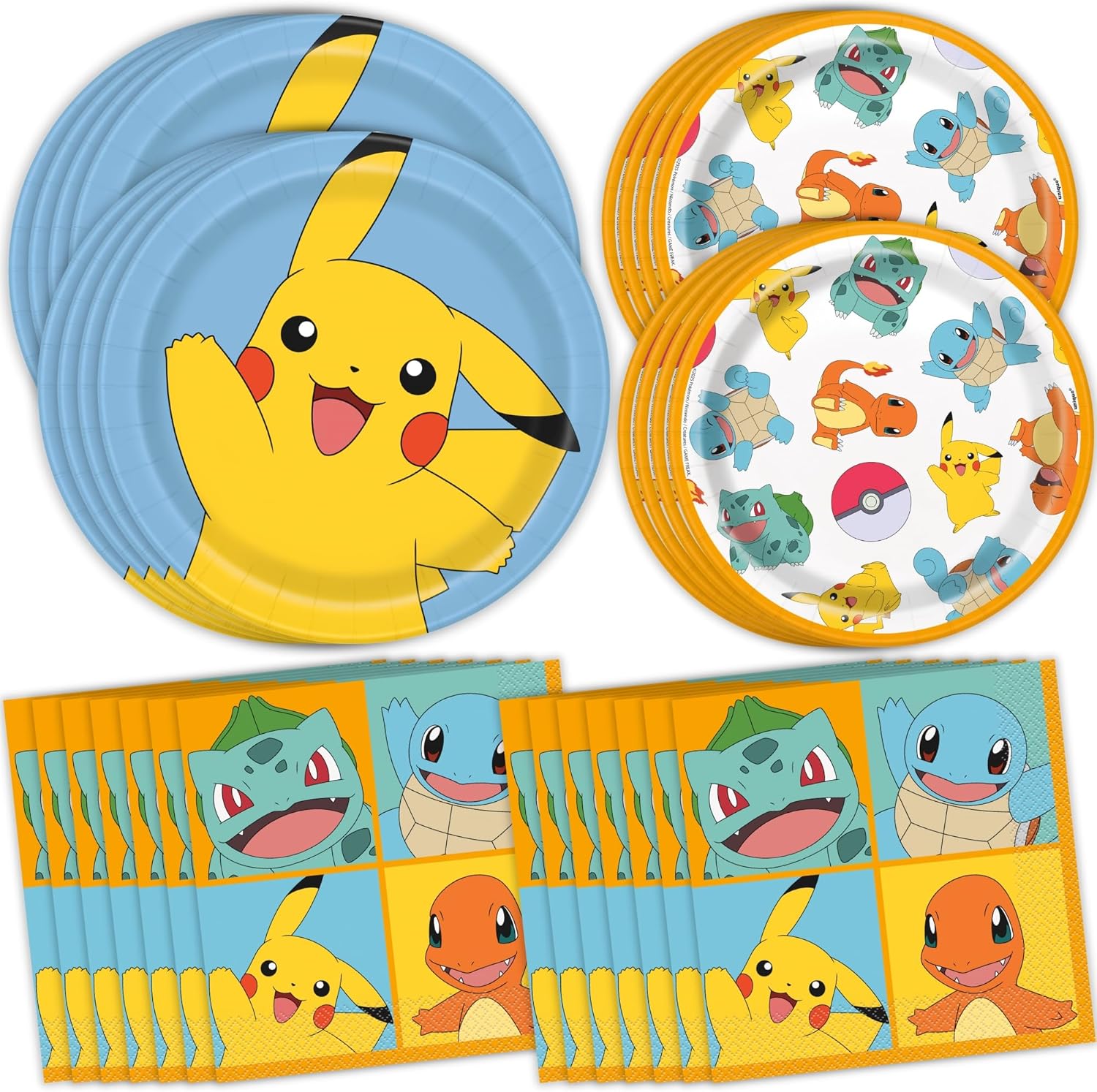 Pokemon Plates and Napkins - 8 Dinner 8 Cake 16 Napkins